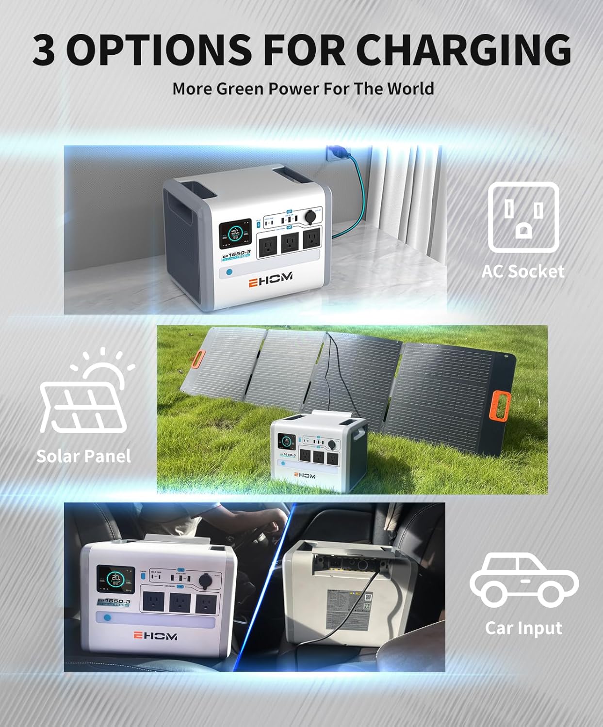 EHOM Portable Power Station 350W (Peak 700W), EP350 299Wh Solar Generator with 120V Pure Sine Wave AC/USB/Car Outlets, Backup Lithium Battery Generator for CPAP Outdoor RV Camping Emergency Blackout