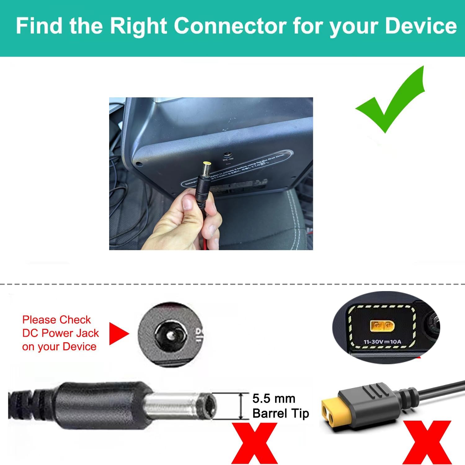 12V/24V Car Charging Cable Compatible Anker Powerhouse 521 523 535 555 300 400 800 Portable Power Station Solar Generator Power Bank Car Charger Auto DC Adapter
