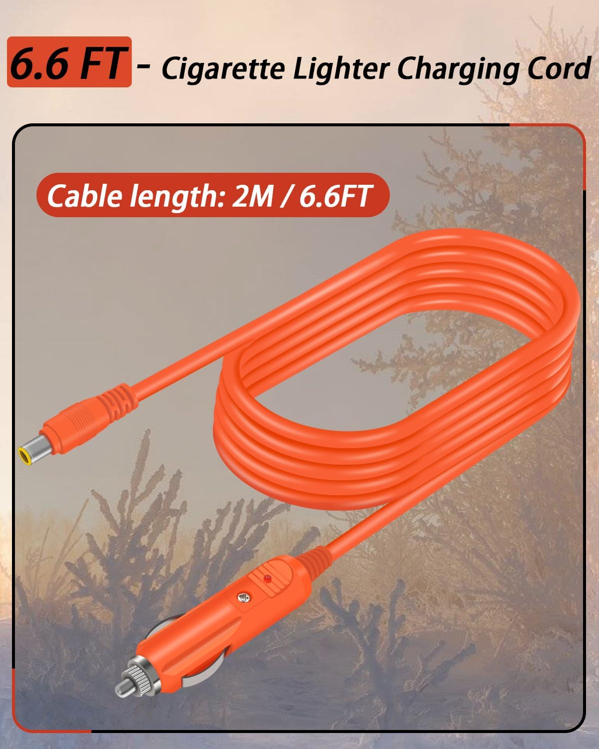14AWG Car Charging Cable for Jackery Portable Power Station Explorer 3000 2000 1500 1000 500 880 550 300 290 240 160 Jackery Accessories Cigarette Lighter Charger DC Adapter Cord 2M