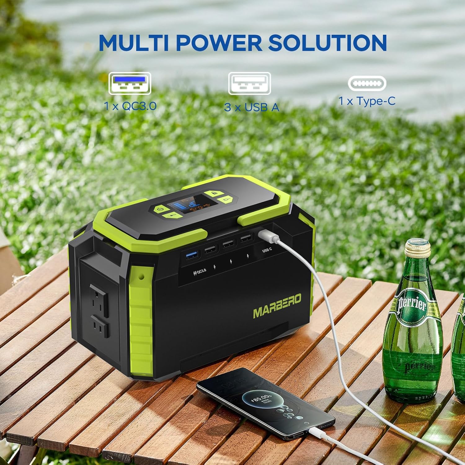 200W Portable Power Station 222Wh 60000mAh Backup Lithium Battery Power Supply Solar Generator with 2 110V AC Outlets/2 QC3.0 LED Flashlights for CPAP Home Camping Emergency Backup