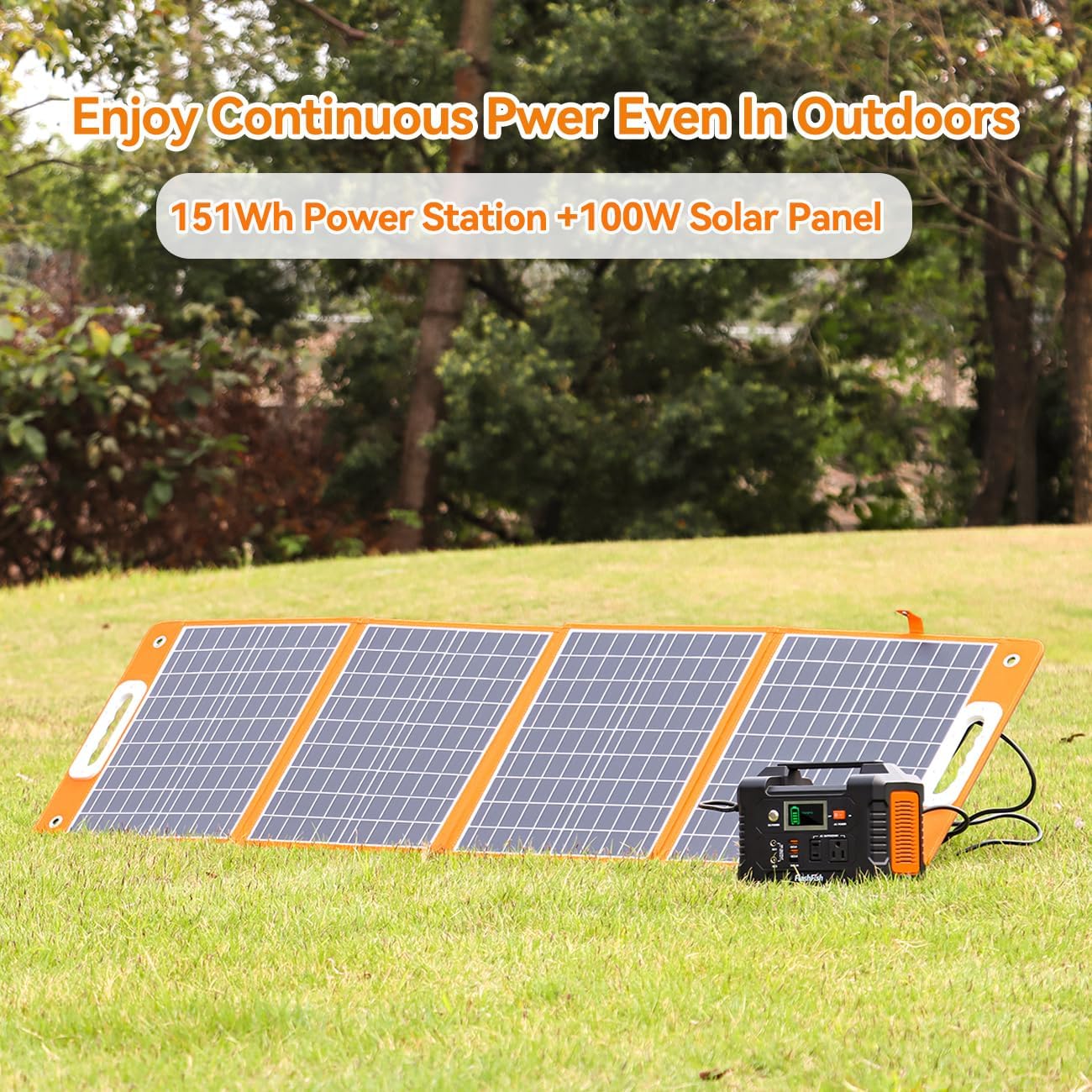 200W Portable Power Station, FlashFish 40800mAh Solar Generator With 110V AC Outlet/2 DC Ports/3 USB Ports, Backup Battery Pack Power Supply for CPAP Outdoor Advanture Load Trip Camping Emergency.