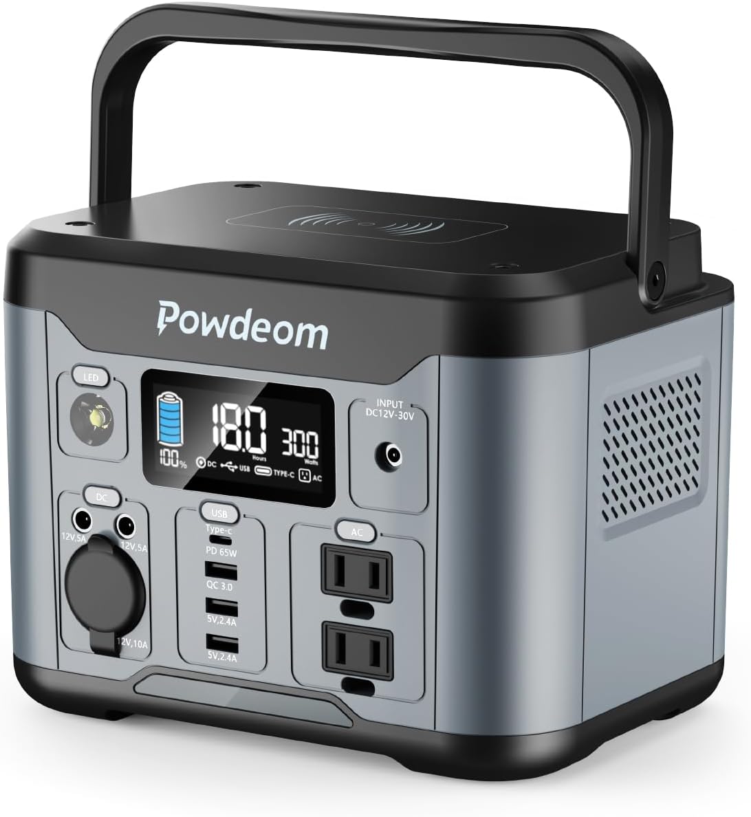 300W Portable Power Station, 296Wh Power Bank with AC Outlet, Solar Generator Laptop Charger, Battery Backup Power Supply for Camping, Outdoors, Home Emergency Outage