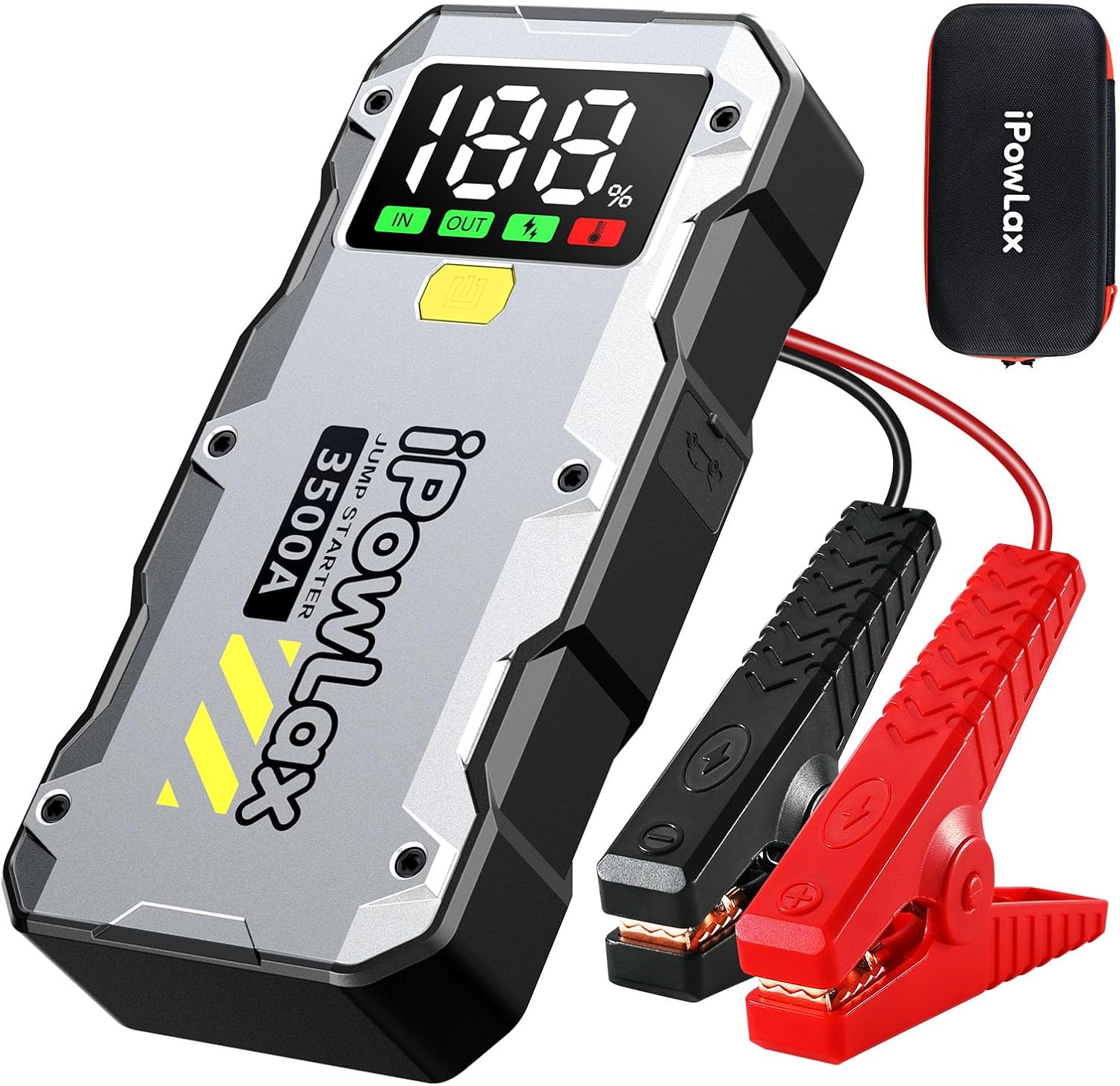 3500A Car Jump Starter with LCD Smart Clamp - 12800mAh Portable Car Battery Jumper Starter for 7.5L Gas  5.5L Diesel Vehicles, Jump Box with 3 Modes Emergency Light  Case