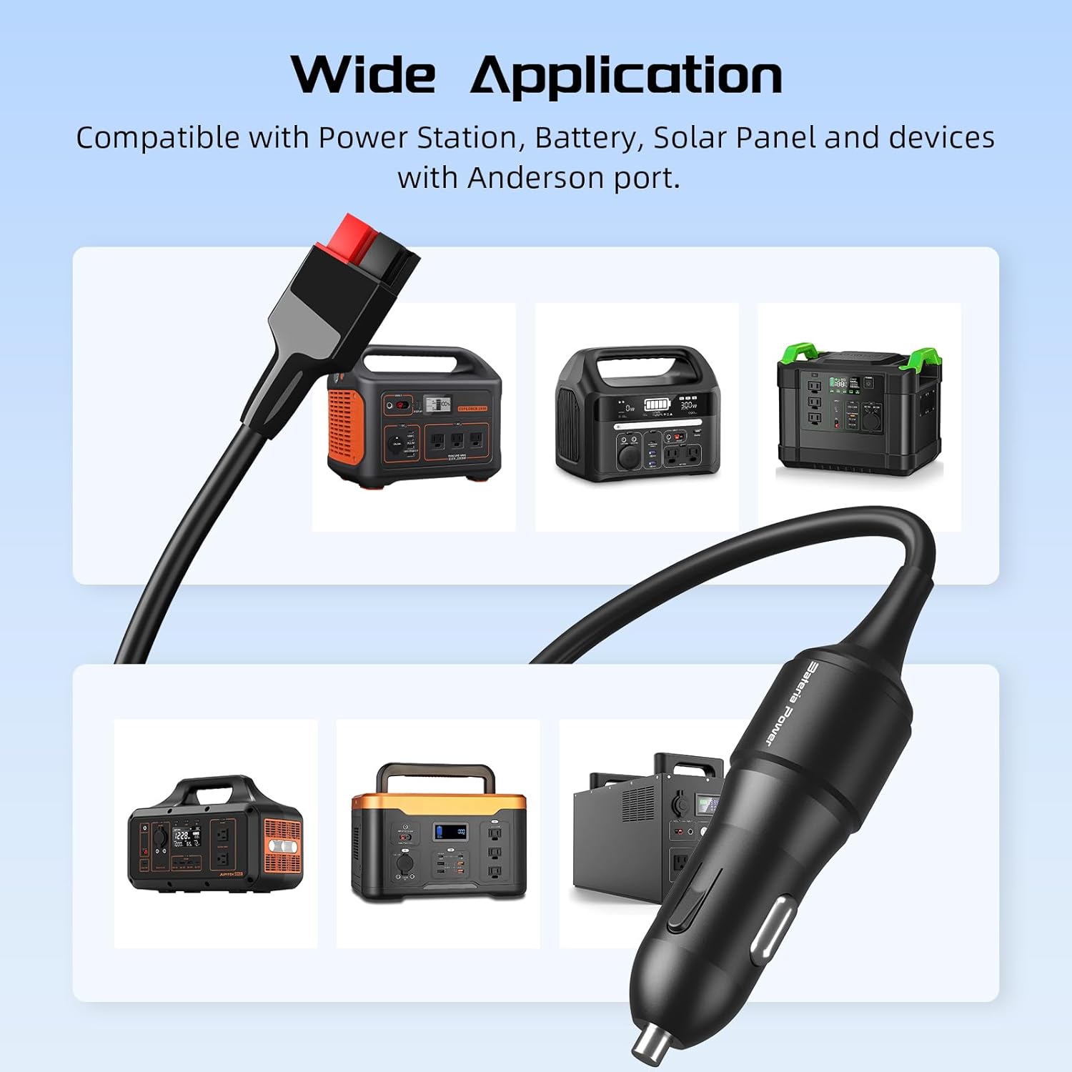 4.9FT Car Cigarette Lighter Plug to Anderson Extension Cable, Built-in Resettable Fuse, for Portable Power Station Solar Generator with Anderson Connectors