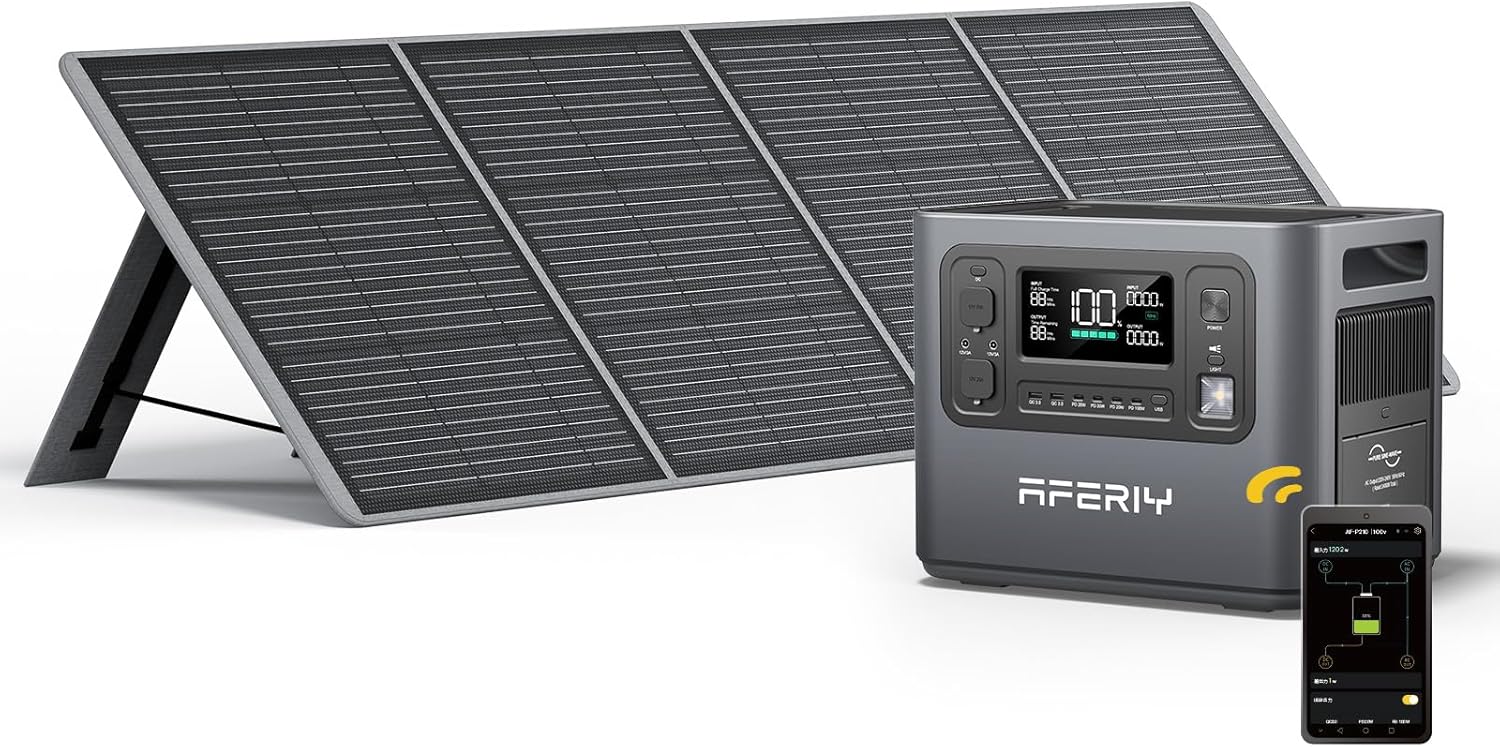 AFERIY P210 Portable Power Station 2400W (4800W Peak),2048Wh LiFePO4 Battery Generator with 1100W AC Charging  500W Solar Charging,for Home Backup,Power Outages, Camping,CAPA(Solar Panel Optional)
