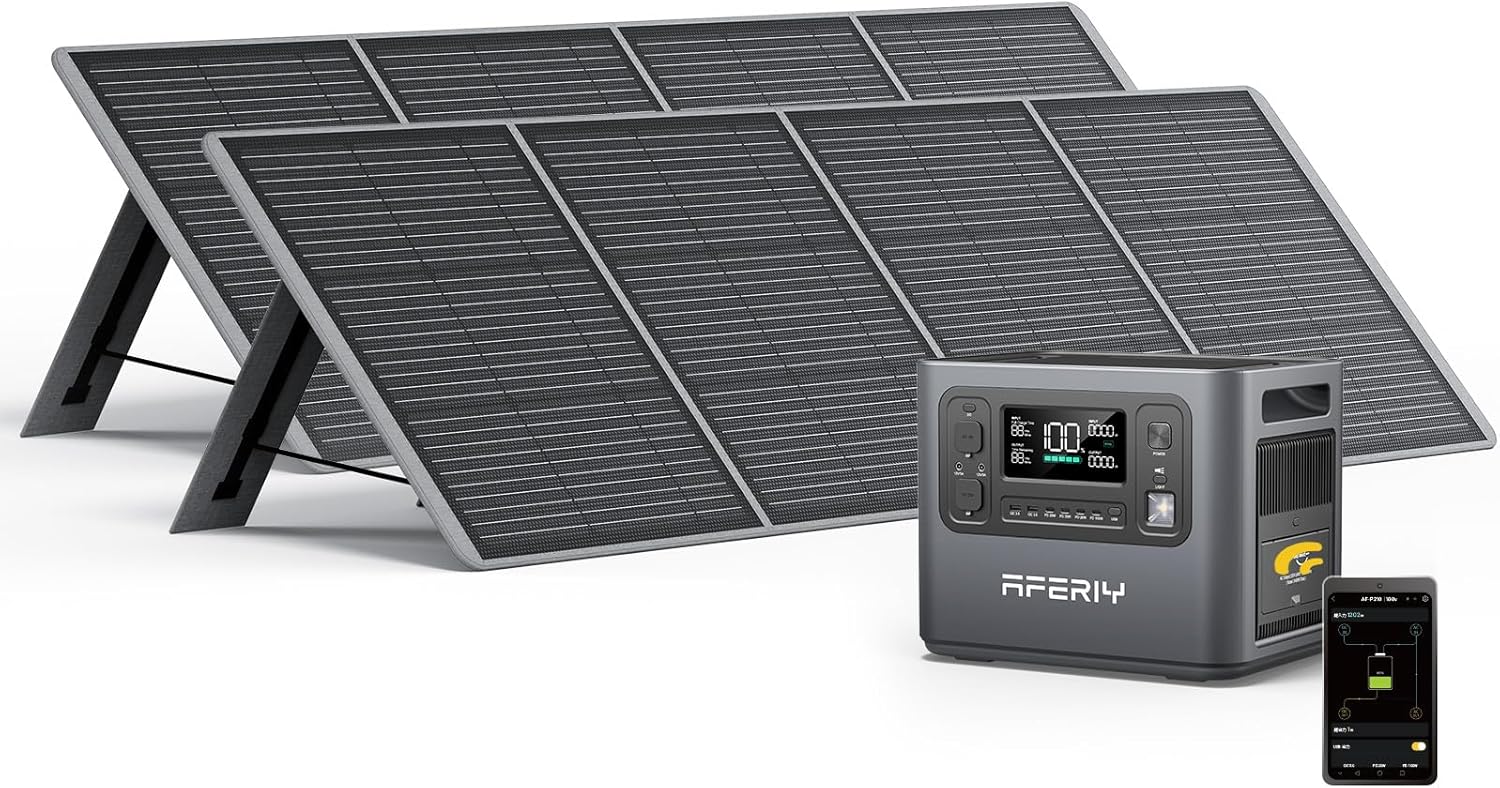 AFERIY P210 Portable Power Station 2400W (4800W Peak),2048Wh LiFePO4 Battery Generator with 1100W AC Charging  500W Solar Charging,for Home Backup,Power Outages, Camping,CAPA(Solar Panel Optional)