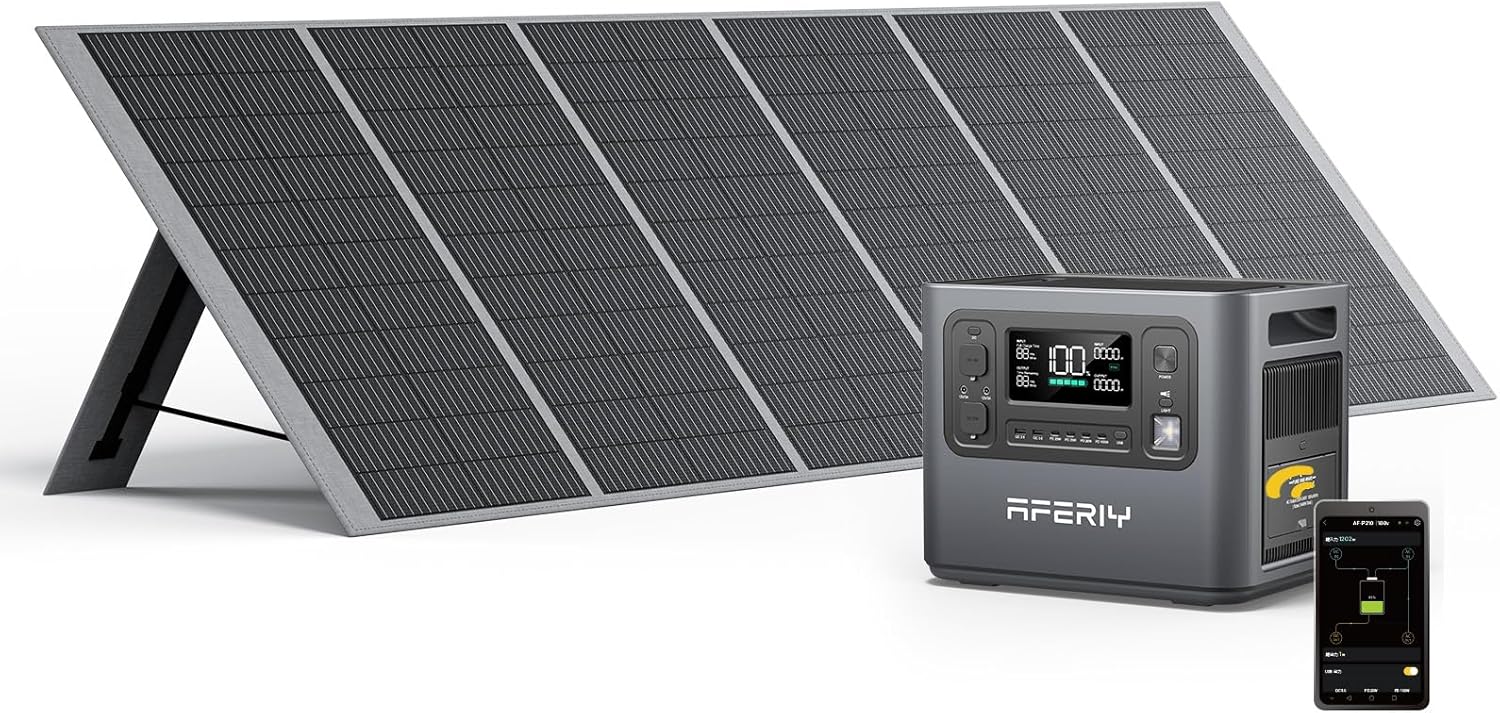 AFERIY P210 Portable Power Station 2400W (4800W Peak),2048Wh LiFePO4 Battery Generator with 1100W AC Charging  500W Solar Charging,for Home Backup,Power Outages, Camping,CAPA(Solar Panel Optional)