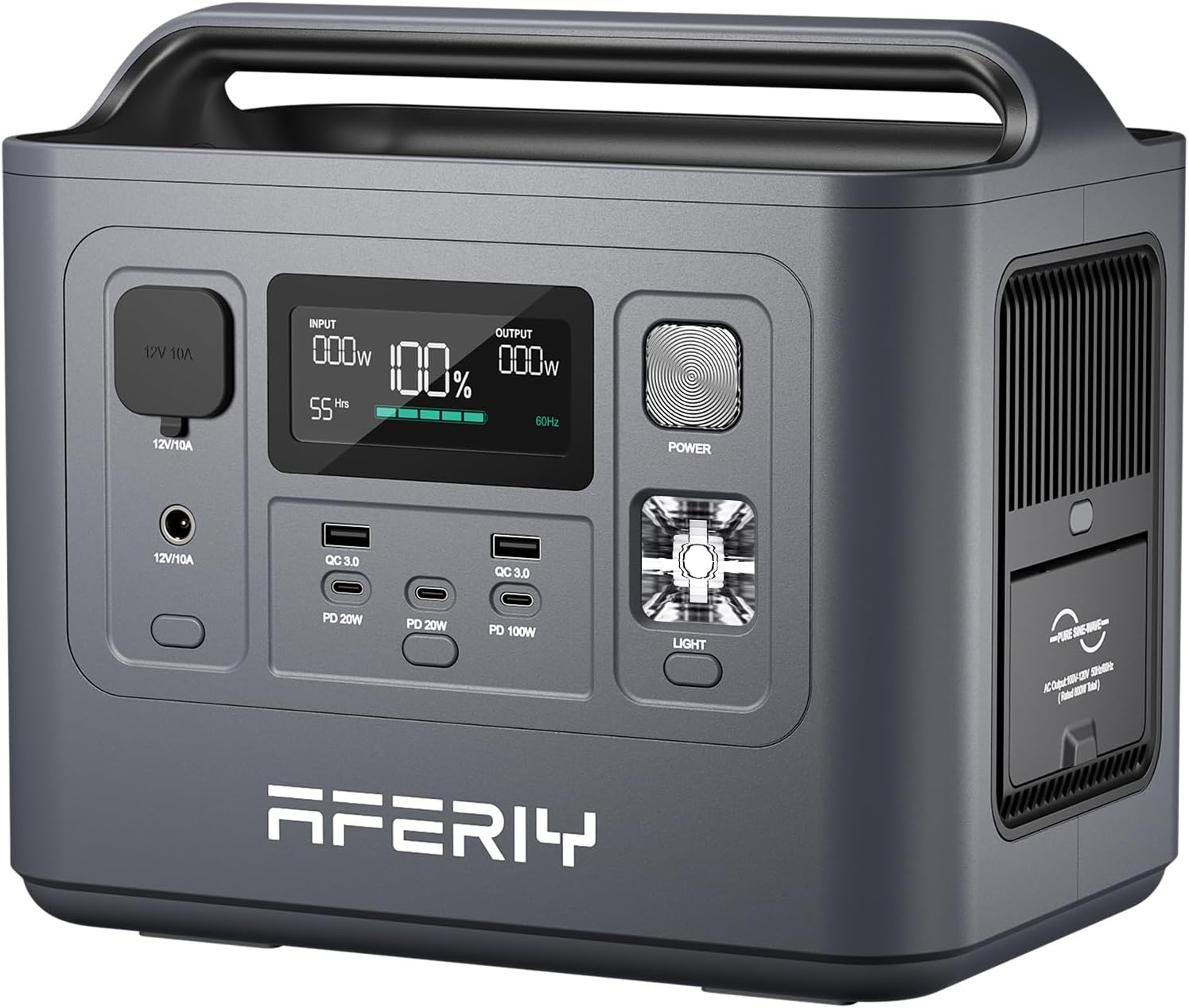 AFERIY Portable Power Station 800W / 512Wh Power Station LiFePO4 Battery, Quick Charge in 1.5H, 2 AC Outlets, UPS, Solar Generator, Electric Generator for Home Camping Use
