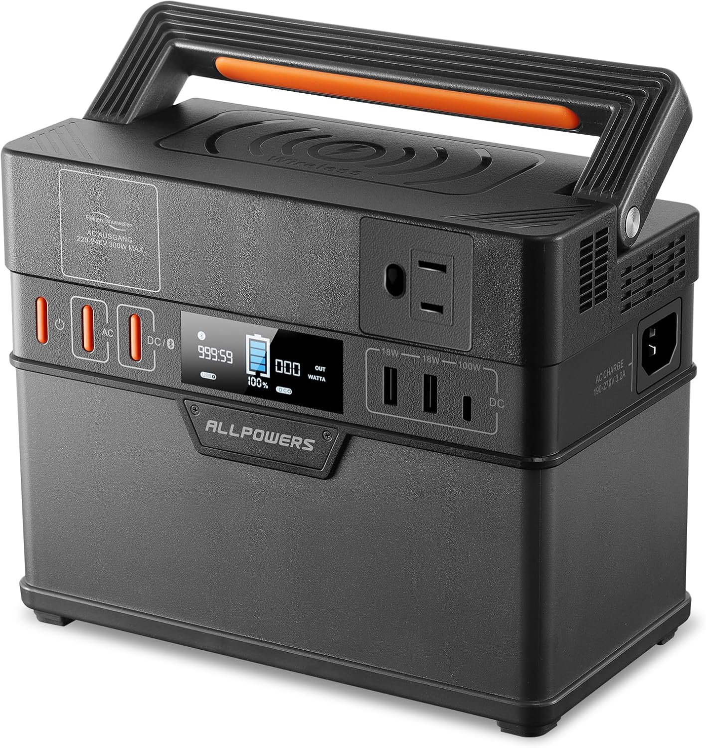 ALLPOWERS Portable Power Station 300W (Peak 500W), 288Wh Backup Battery Power Supply with Pure Sine Wave 110V AC Outlets, Portable Solar Generator for Home Use Outdoor Camping Travel RV Emergency