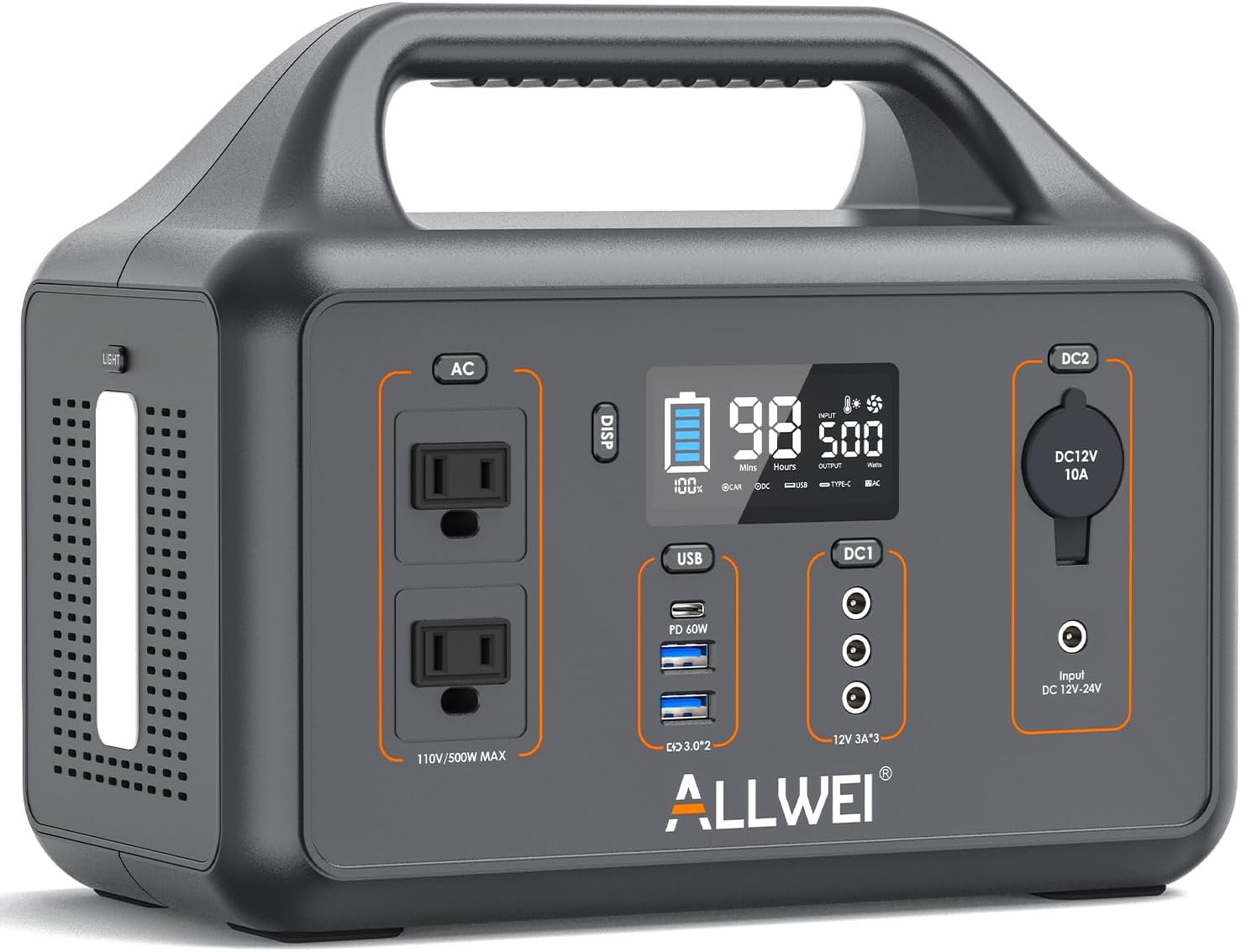ALLWEI Portable Power Station 300W, 280Wh Solar Generator, 110V AC Outlet, Backup Lithium Battery LED Light for Outdoor Camping Emergency Home Backup(Renewed)