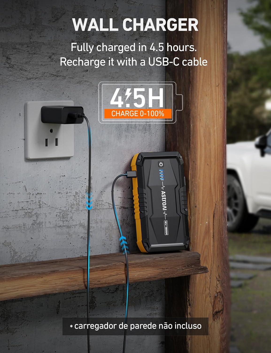 AstroAI S8 Car Battery Jump Starter, 1500A Peak Car Jumper Starter Battery Pack for Up to 6.0L Gas  3.0L Diesel Engines, 12V Portable Jump Box with 3 Modes Flashlight and Jumper Cable (Orange)