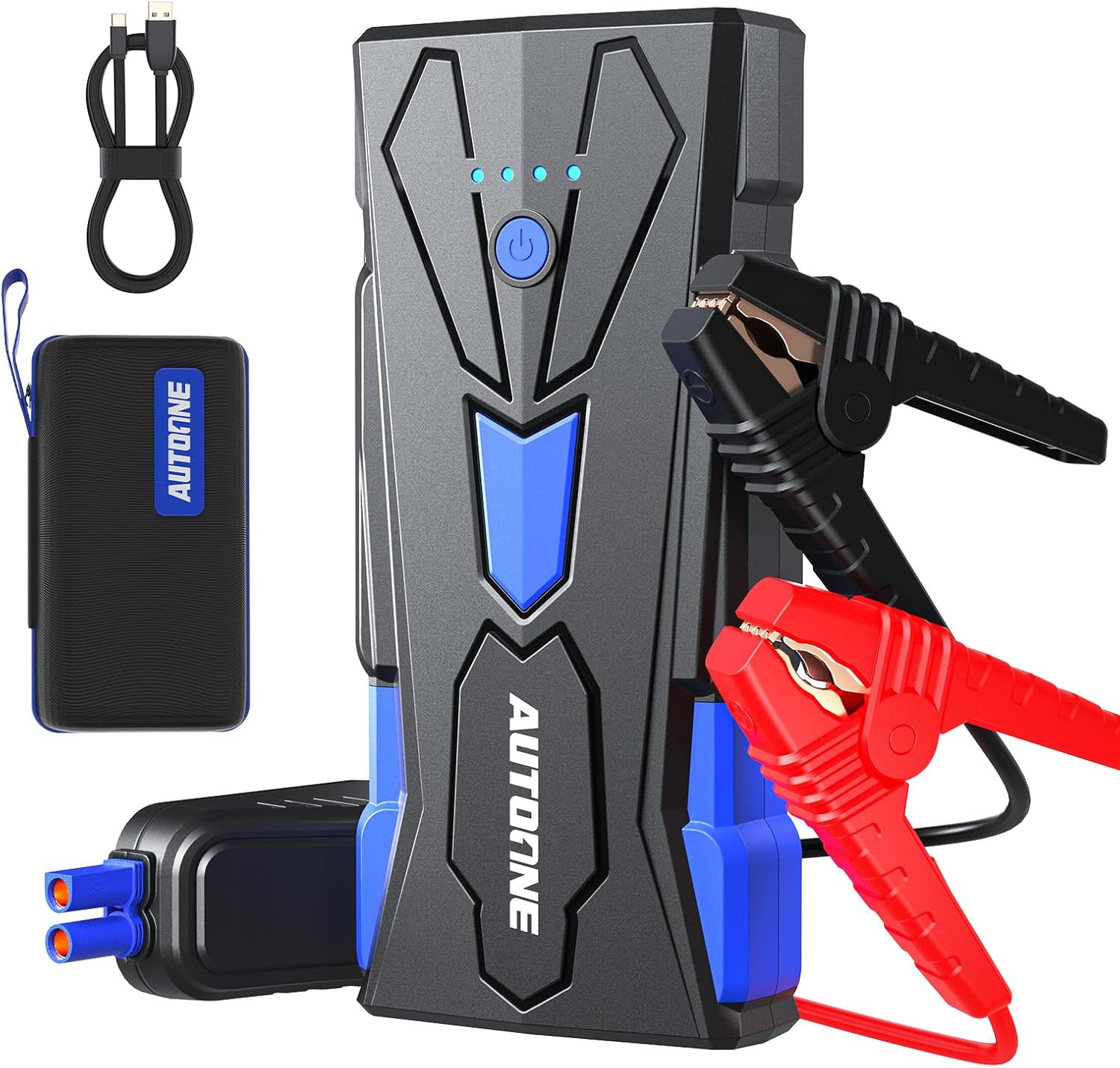 AUTOONE 6000A Car Battery Jump Starter Up to All Gas  12L Diesel Engine, Car Battery Jumper Starter Portable 12V Jump Box with USB Output, Storage Case, LED Flashlight