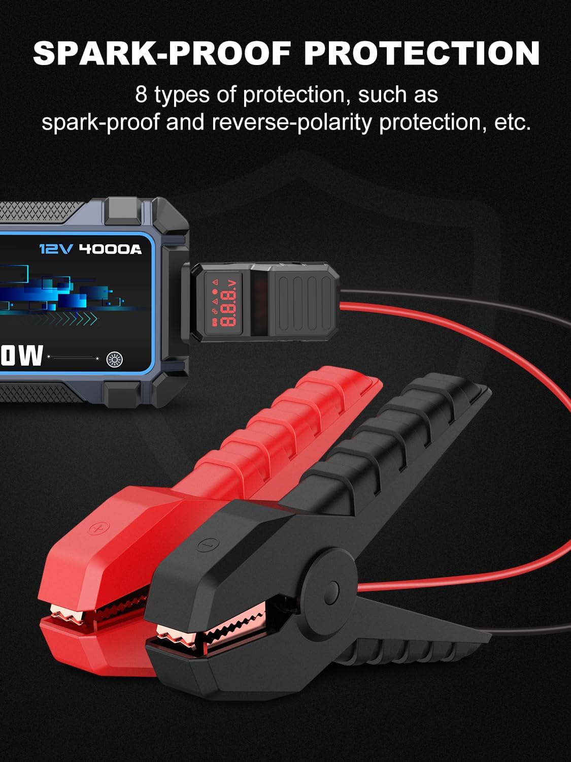 AVAPOW Car Battery Jump Starter 4000A Peak,12V Portable Jumpstart Box for Up to 10L Gas 10L Diesel Engine,PD 60W Fast Charging Lithium Jump Starters Charger Pack