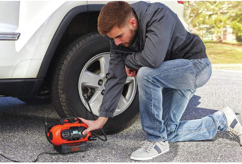 BLACK+DECKER 20V MAX* Inflator, Portable Air Compressor, 3 Modes: Cordless, 120V Corded, and 12V Car Adapter, Air Pump, Battery Sold Separately (BDINF20C)