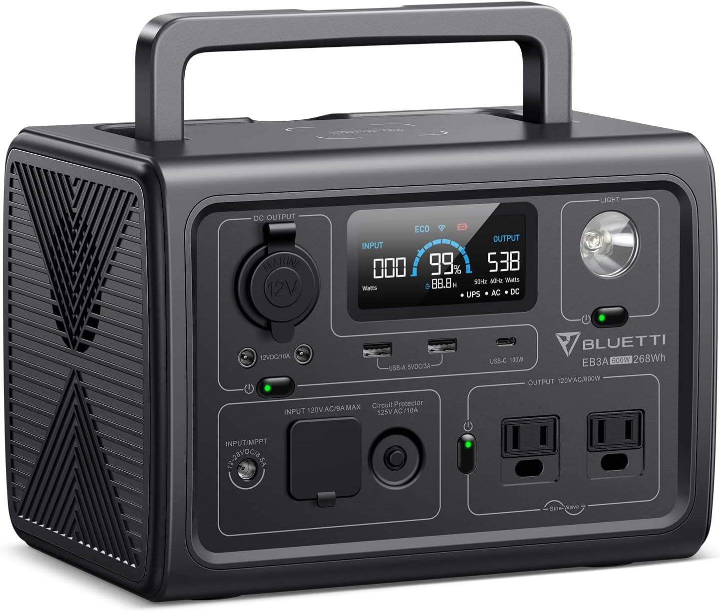 BLUETTI Solar Generator EB3A, 268Wh LiFePO4 Battery Backup w/ 2 600W (1,200W Surge) AC Outlets, Recharge from 0-80% in 30 Min., LFP Backup for Outdoor Camping, Trip, Power Outage