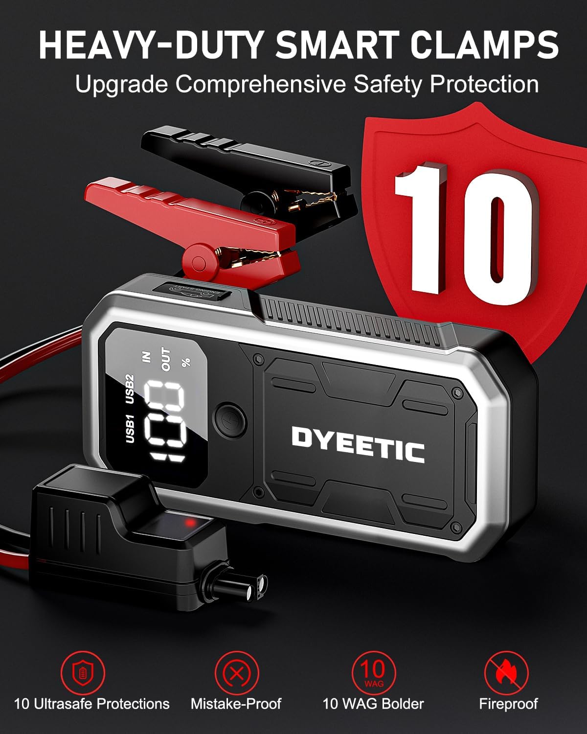 Car Jump Starter 3500A, Jump Starter Portable Battery Pack (10.0L Gas / 8.0L Diesel Engines), 12V 21800mAh Jump Box Car Lithium Battery Booster with Power Bank, LED Light, USB Port