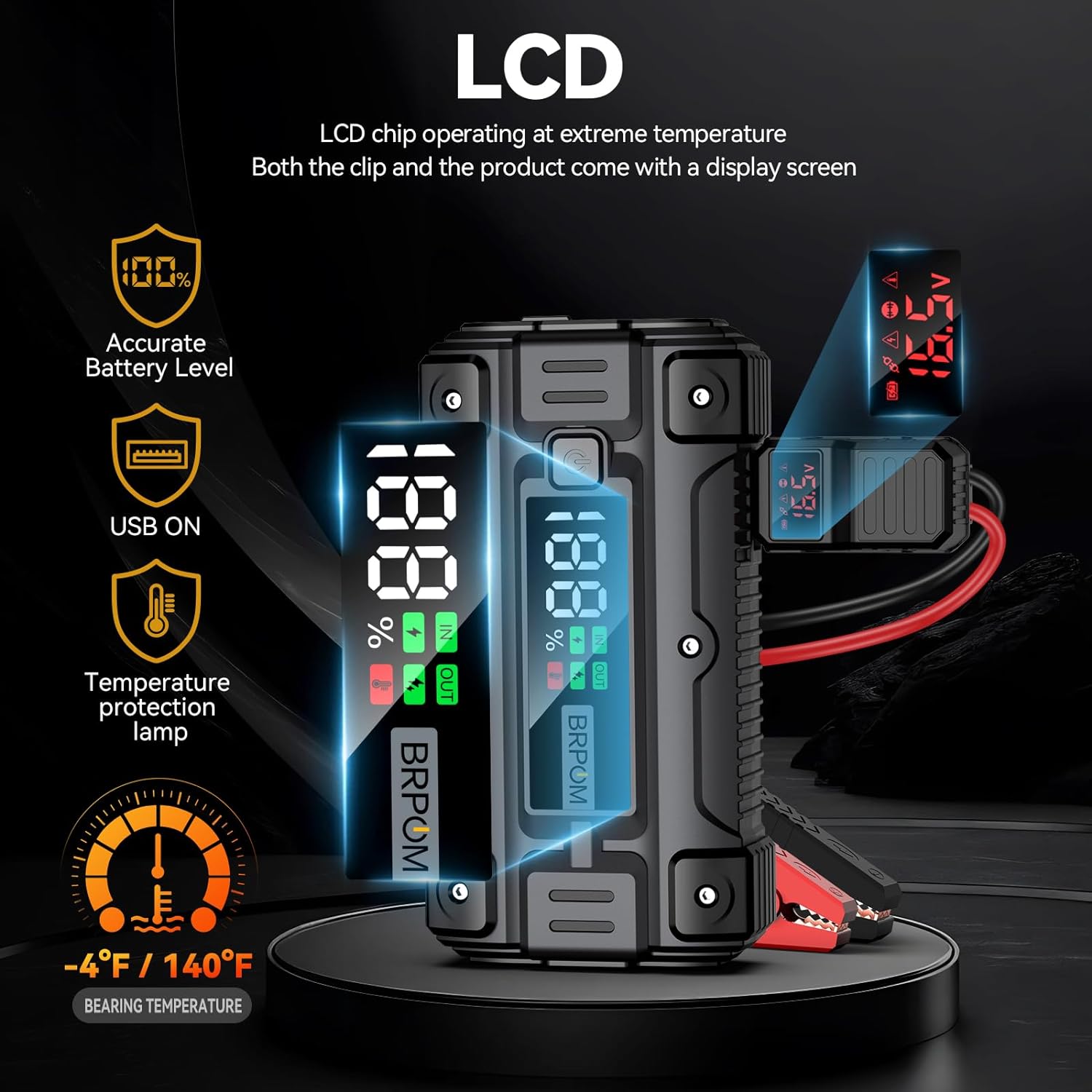 Car Jump Starter, 7000A Peak 26800mAh (Up to All Gas or 10.0L Diesel Engine, 50 Times) 12V Auto Booster Battery Charger Jump Box with Quick Charger Smart Jump Cables with LED Screen