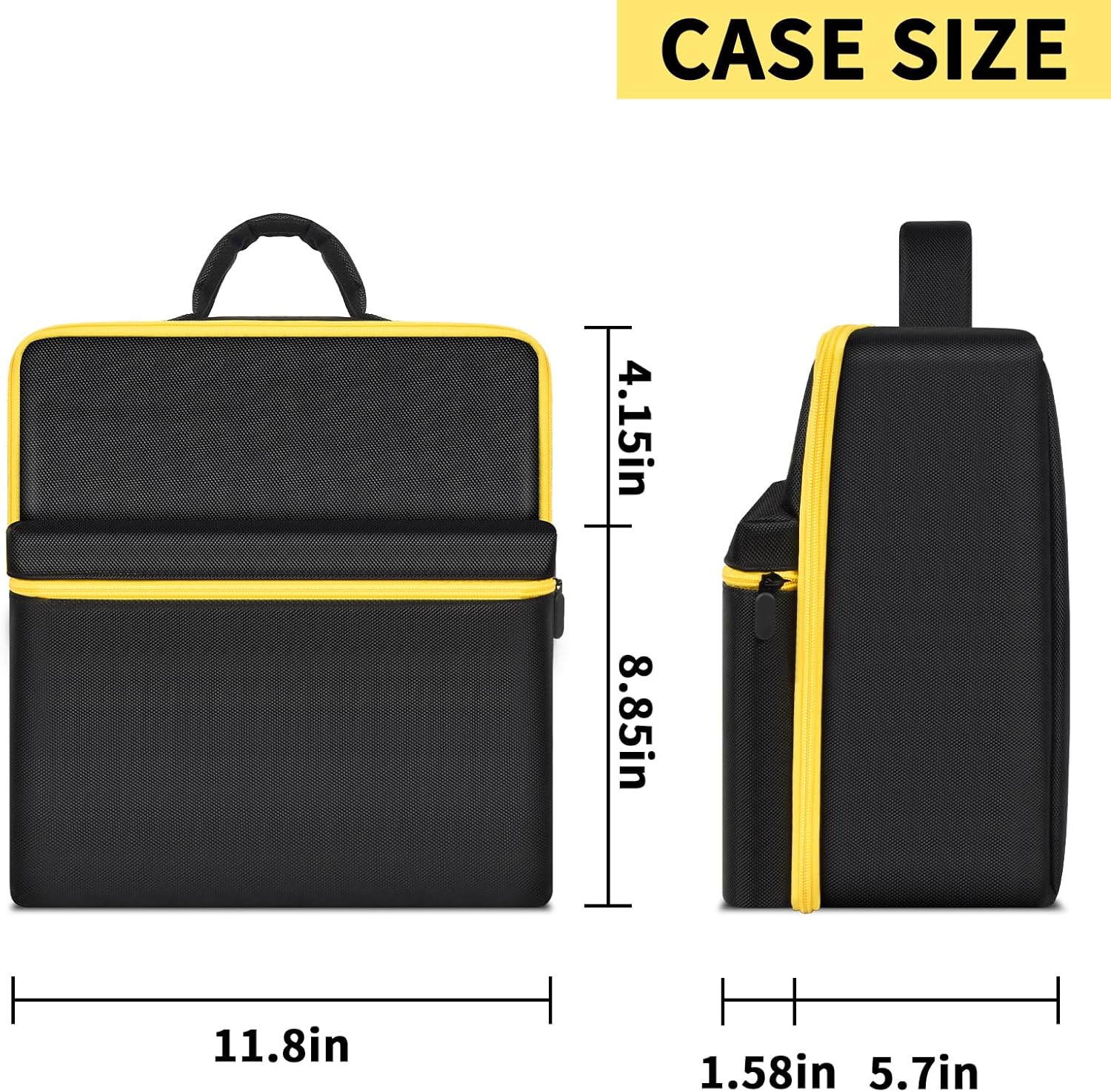 Car Jumper Starter Storage Bag Compatible with DEWALT DXAEJ14 Digital Portable Power Station Air Compressor, Carrying Case Holder Container (Black with Yellow Zipper Case Only)