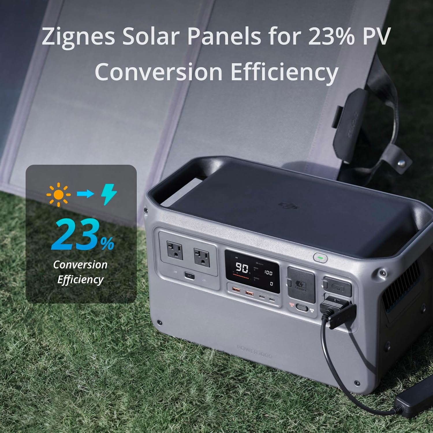 DJI Power 1000 Portable Power Station, 1024Wh LiFePO4 Battery, 2200W (Peak 2600W) AC/140W USB-C Output, 23db Ultra-Silent, Solar Generator For Home Backup, Camping(Solar Panel Optional)