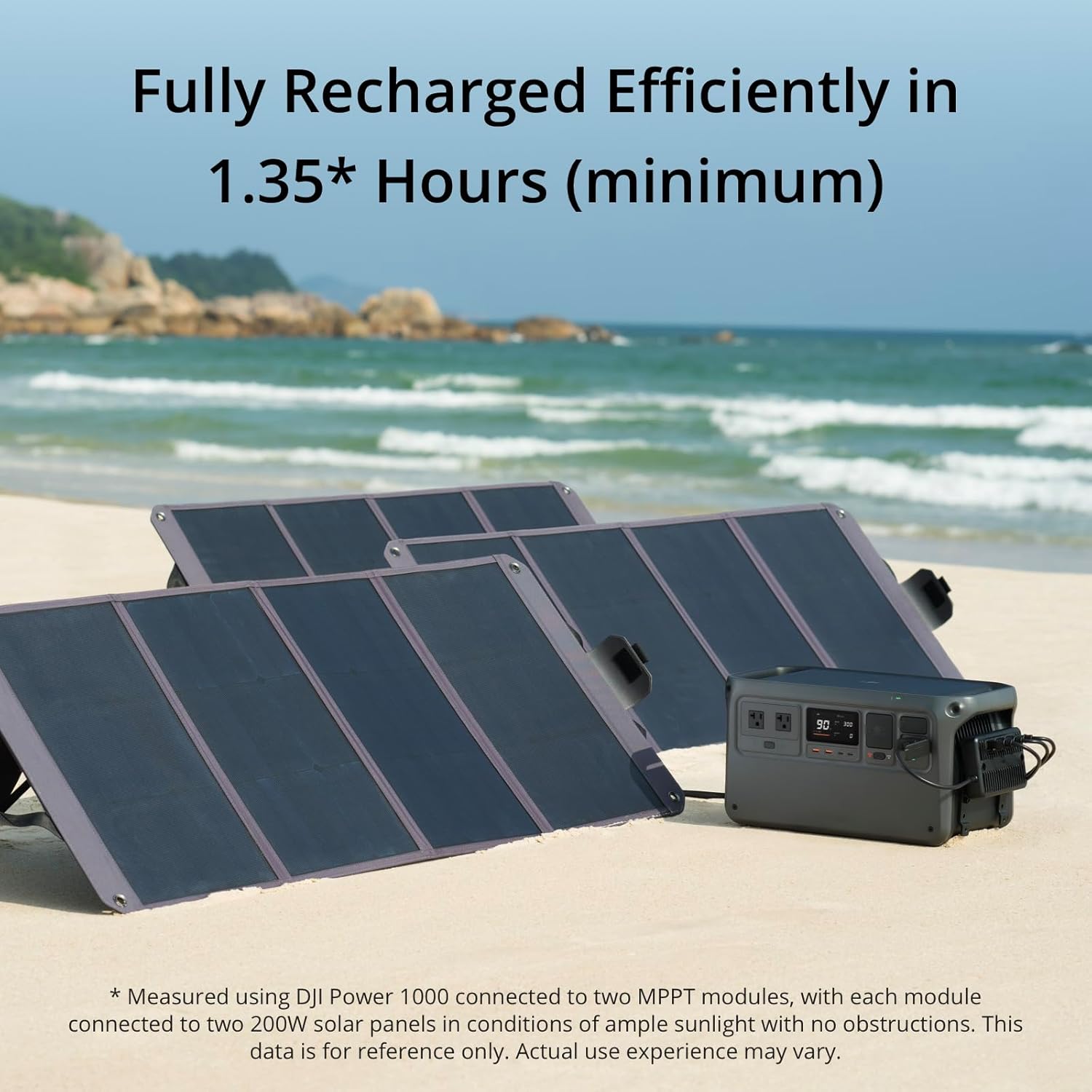 DJI Power 1000 Portable Power Station, 1024Wh LiFePO4 Battery, 2200W (Peak 2600W) AC/140W USB-C Output, 23db Ultra-Silent, Solar Generator For Home Backup, Camping(Solar Panel Optional)