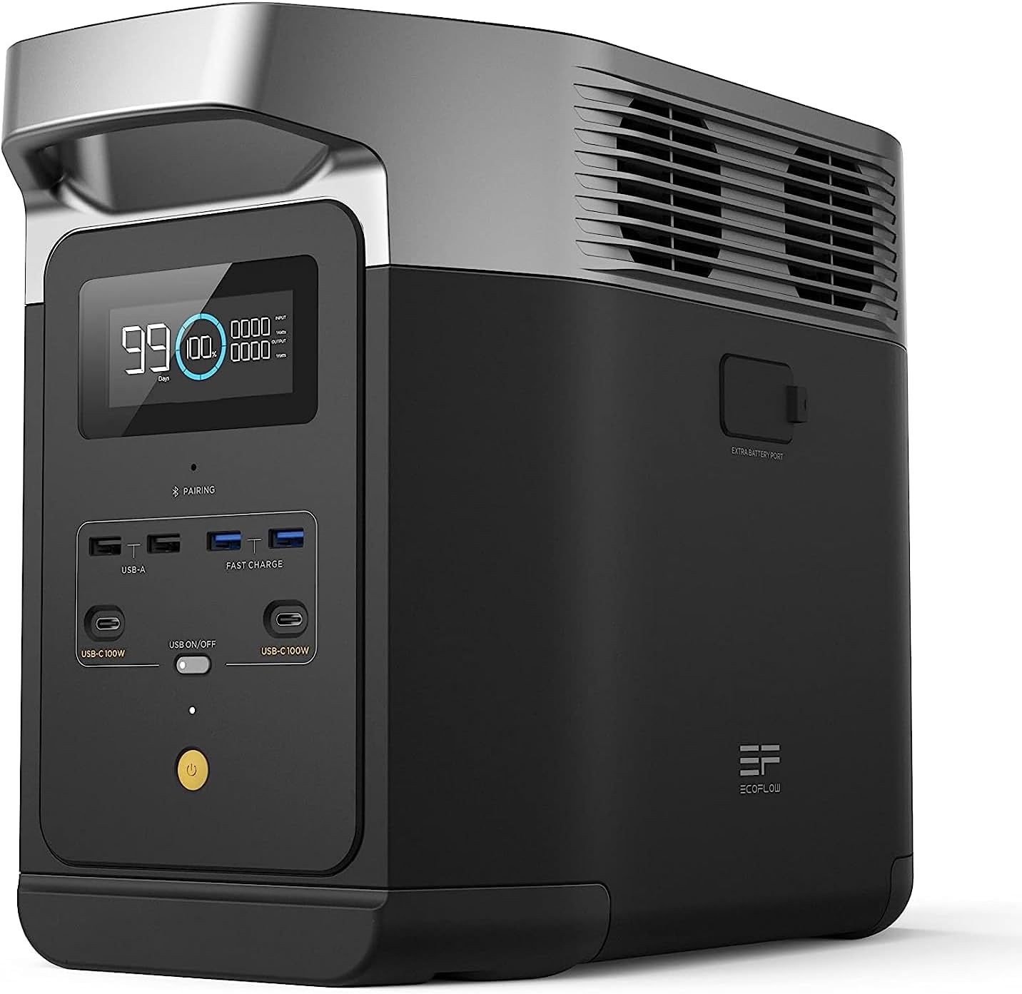 EF ECOFLOW DELTA 3 Portable Power Station, Full Charge in 43 Min, 1024Wh LiFePO4 Battery, 1800W AC/100W USB-C Output, Solar Generator(Solar Panel Optional) for Home Backup Power, Camping  RVs