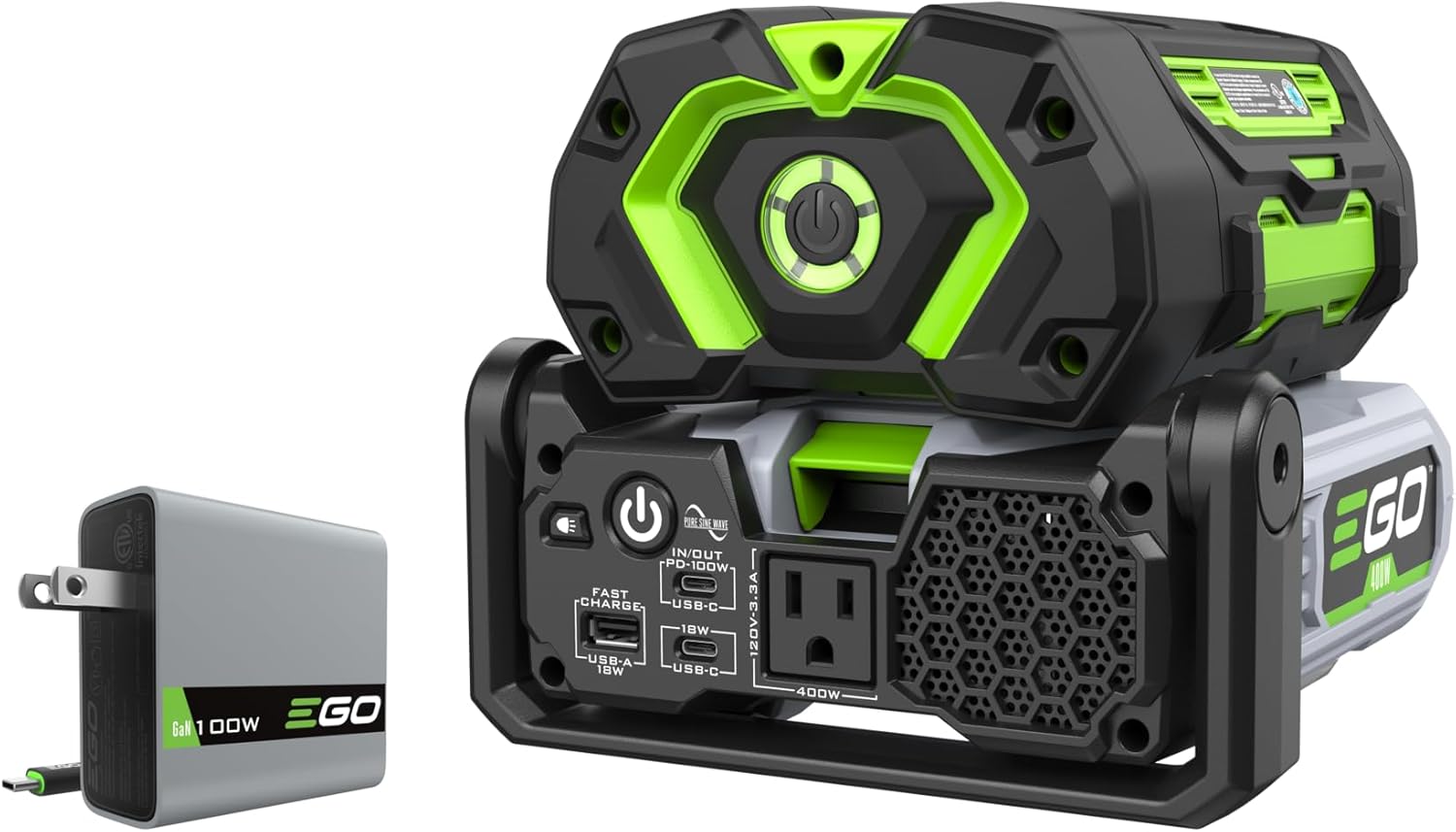 EGO POWER+ Portable Inverter, 400W, Power Inverter Generator, Quiet. Includes 56V 4.0Ah Battery and Charger - PAD5003