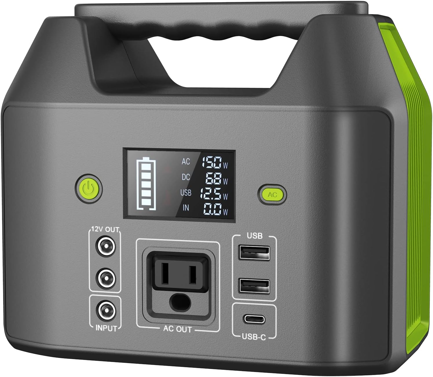 EnginStar Portable Power Station, 150W 155Wh Power Bank with 110V AC Outlet, 6 Outputs External Battery Pack Portable Backup Battery Laptop Charger with LED Light for Home Camping