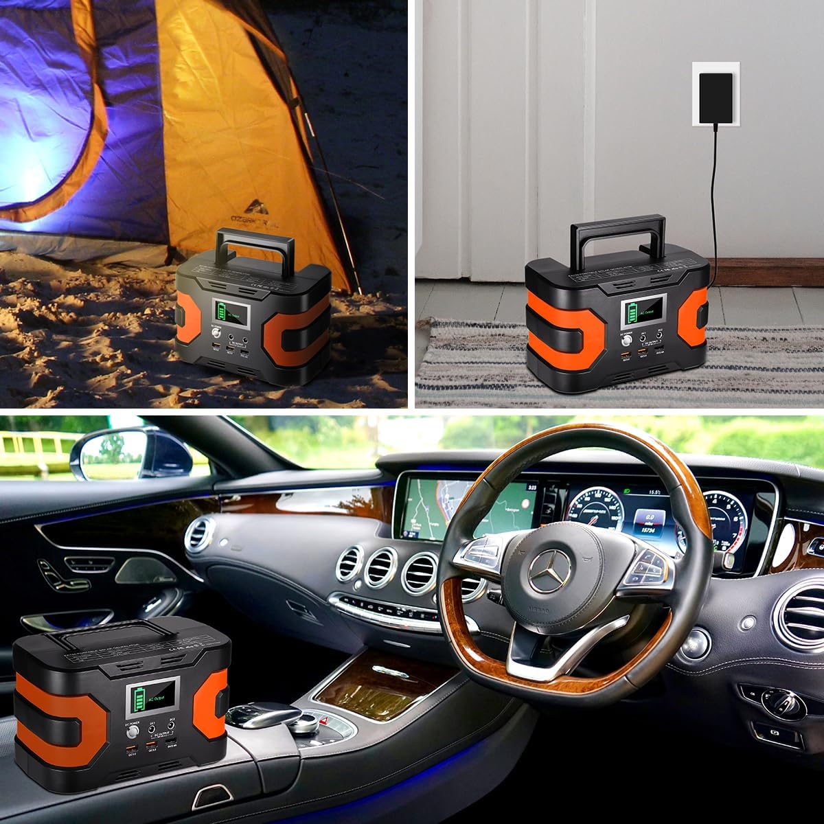 Flashfish Portable Power Station 200W Peak Solar Generator 166Wh Camping CPAP Battery Backup Power Battery Pack With 2 110V AC Outlets 2 DC Ports 3 USB Ports For Home CPAP Camping Blackout