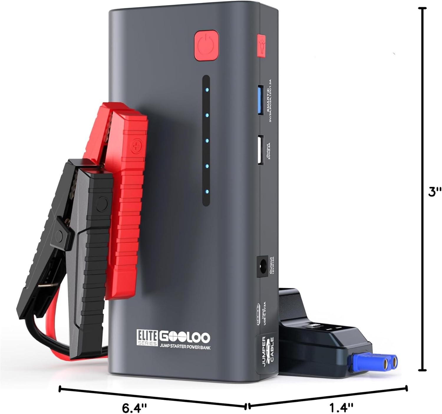 GOOLOO Jump Starter 3000A Peak Car Jumper Starter 12V SuperSafe Lithium Jump Box, Battery Booster Pack, Portable Car Battery Charger, and Jumper Cables for Up to 8.5L Gas or 6.0L Diesel Engine