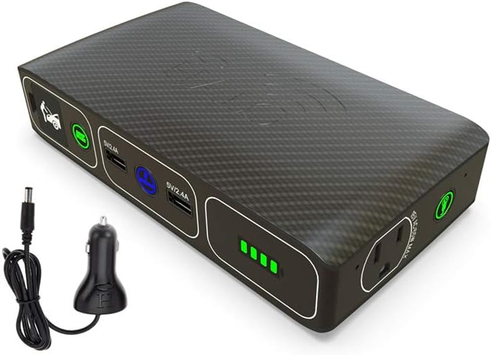 HALO Bolt Wireless Laptop Power Bank - 44400 mWh Portable Phone Laptop Charger Car Jump Starter with AC Outlet and Car Charger, Blue Graphite
