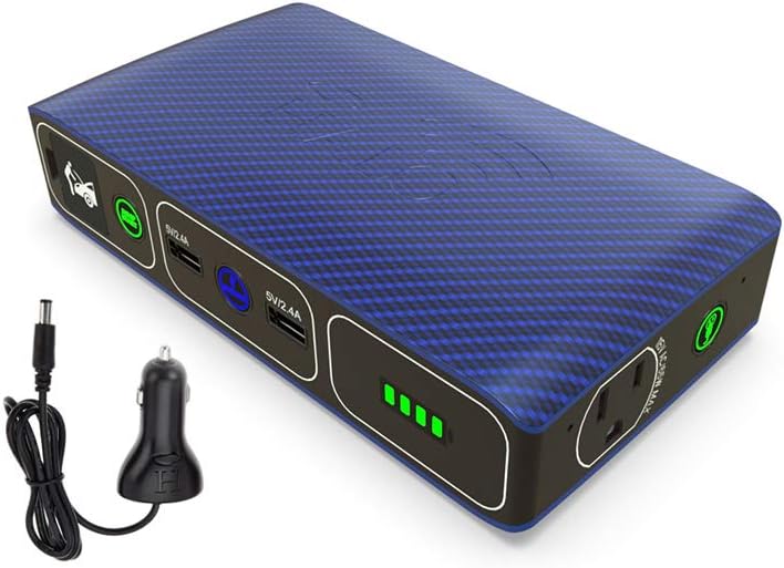 HALO Bolt Wireless Laptop Power Bank - 44400 mWh Portable Phone Laptop Charger Car Jump Starter with AC Outlet and Car Charger, Blue Graphite