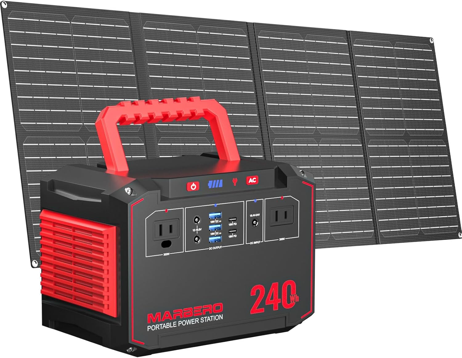 MARBERO Portable Power Station 88.8Wh Solar Generator 150W Peak Lithium Battery Backup Power Bank with LED Light for Home Outdoor Travel Emergency RV Off-Grid Living (Solar Panel Optional)