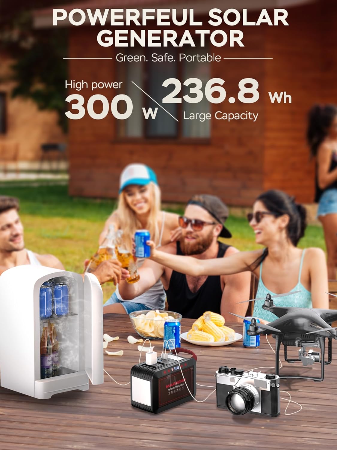 MARBERO Portable Power Station 88Wh Camping Lithium Battery Solar Generator Fast Charging with AC Outlet 120W Peak Power Bank(Solar Panel Optional) for Home Backup Outdoor Emergency RV Van Hunting