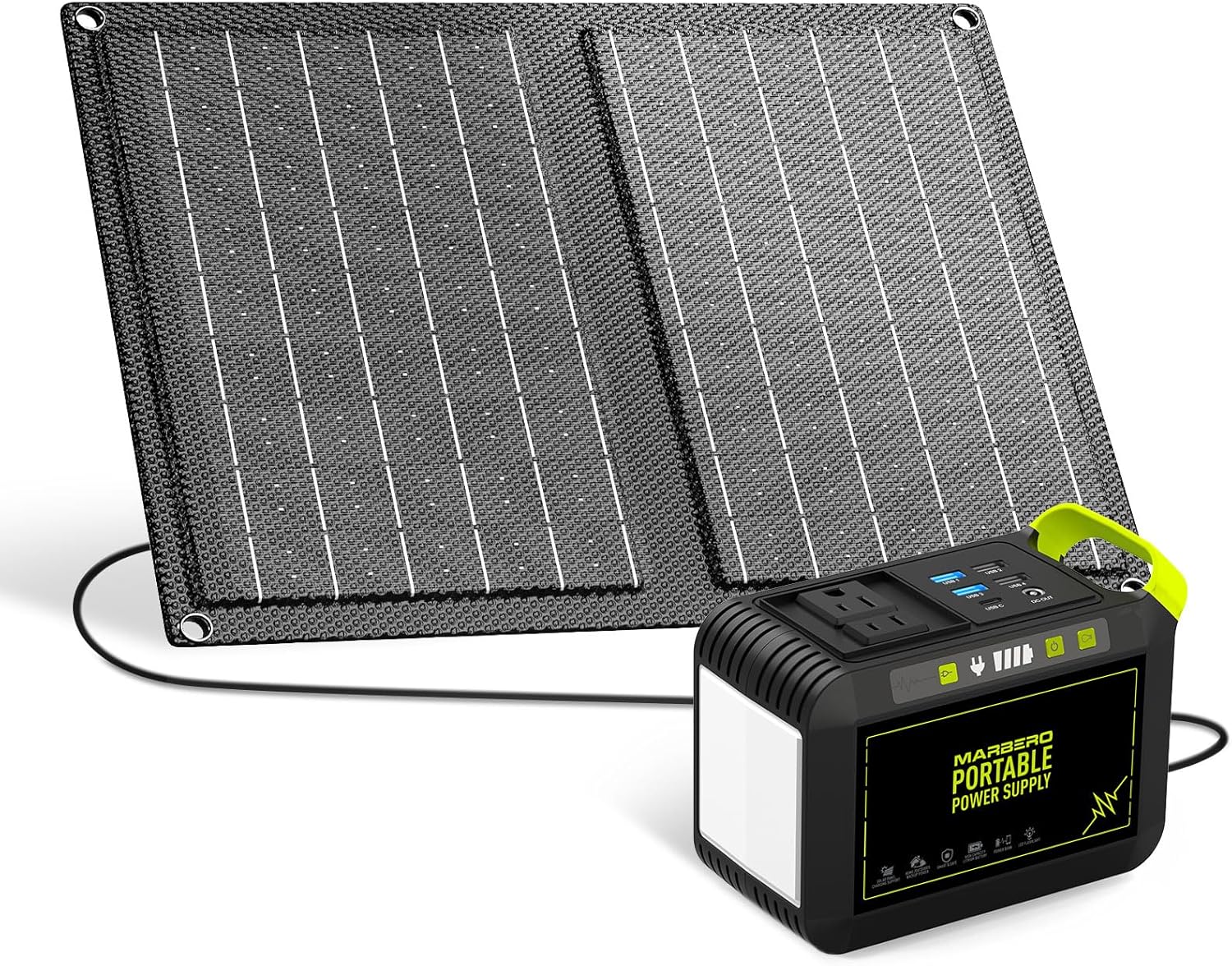 MARBERO Portable Power Station 88Wh Camping Lithium Battery Solar Generator Fast Charging with AC Outlet 120W Peak Power Bank(Solar Panel Optional) for Home Backup Outdoor Emergency RV Van Hunting