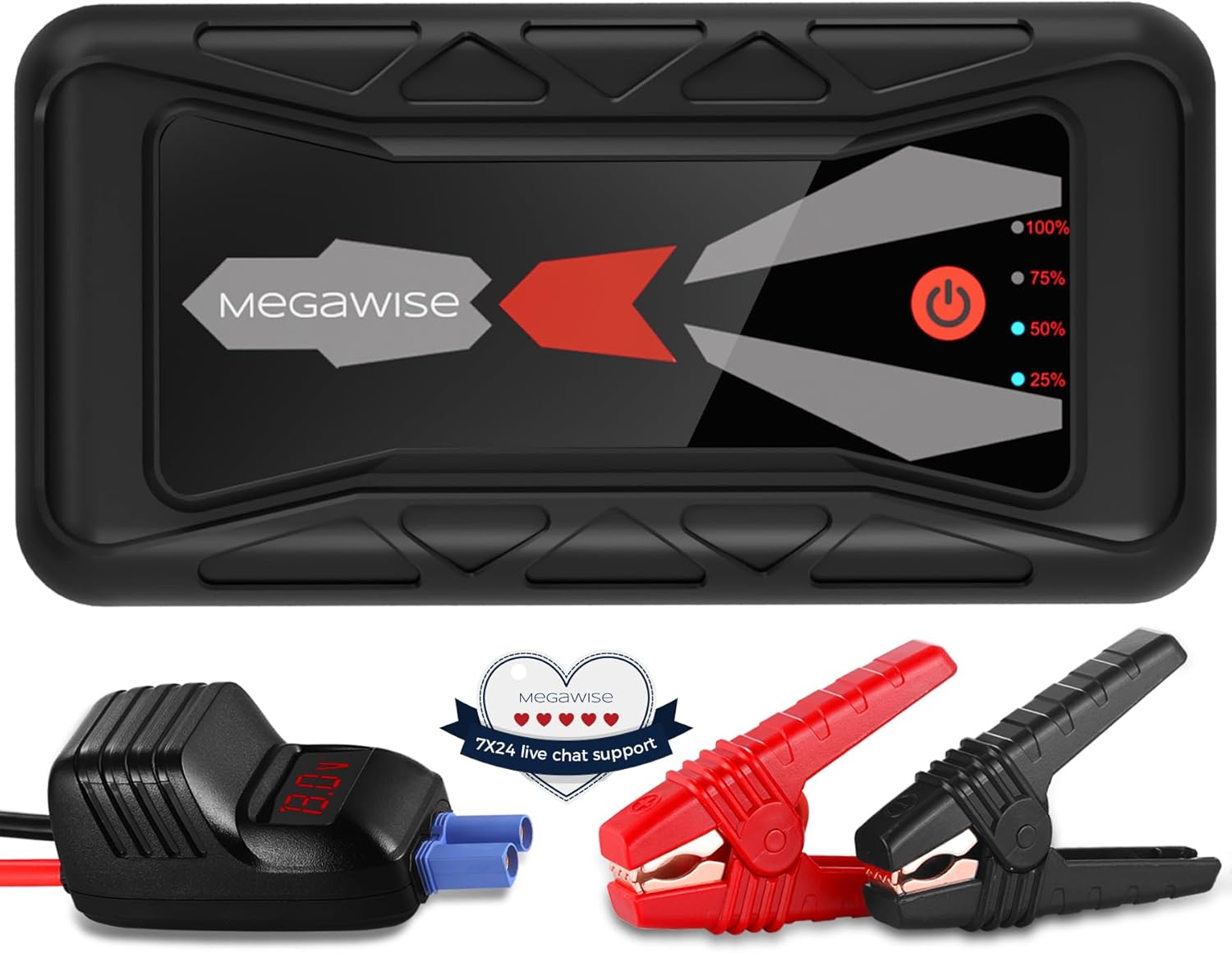 MEGAWISE 1500A Peak 16800mAh Car Battery Jump Starter Booster (up to 7L Gas or 5L Diesel Engines), 12V Portable Power with Dual USB Outputs  Flashlight 2023 Upgraded Extremely Safe