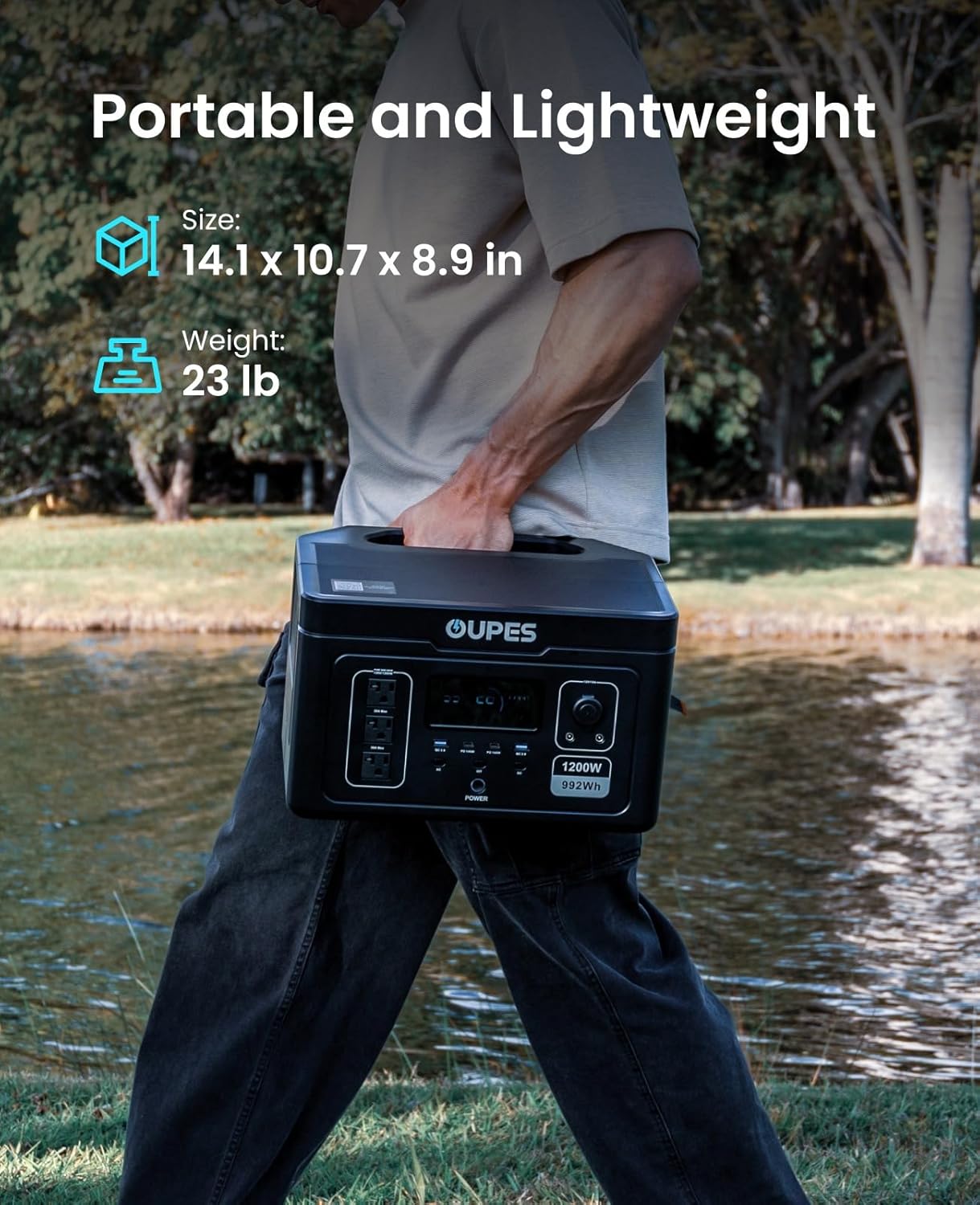 OUPES Exodus 1200 Portable Power Station 1200W (Surge 3600W), 992Wh LiFePO4 Solar Generator with Smart App Control, UPS, 140W USB-C, for Outdoor  Emergency Backup