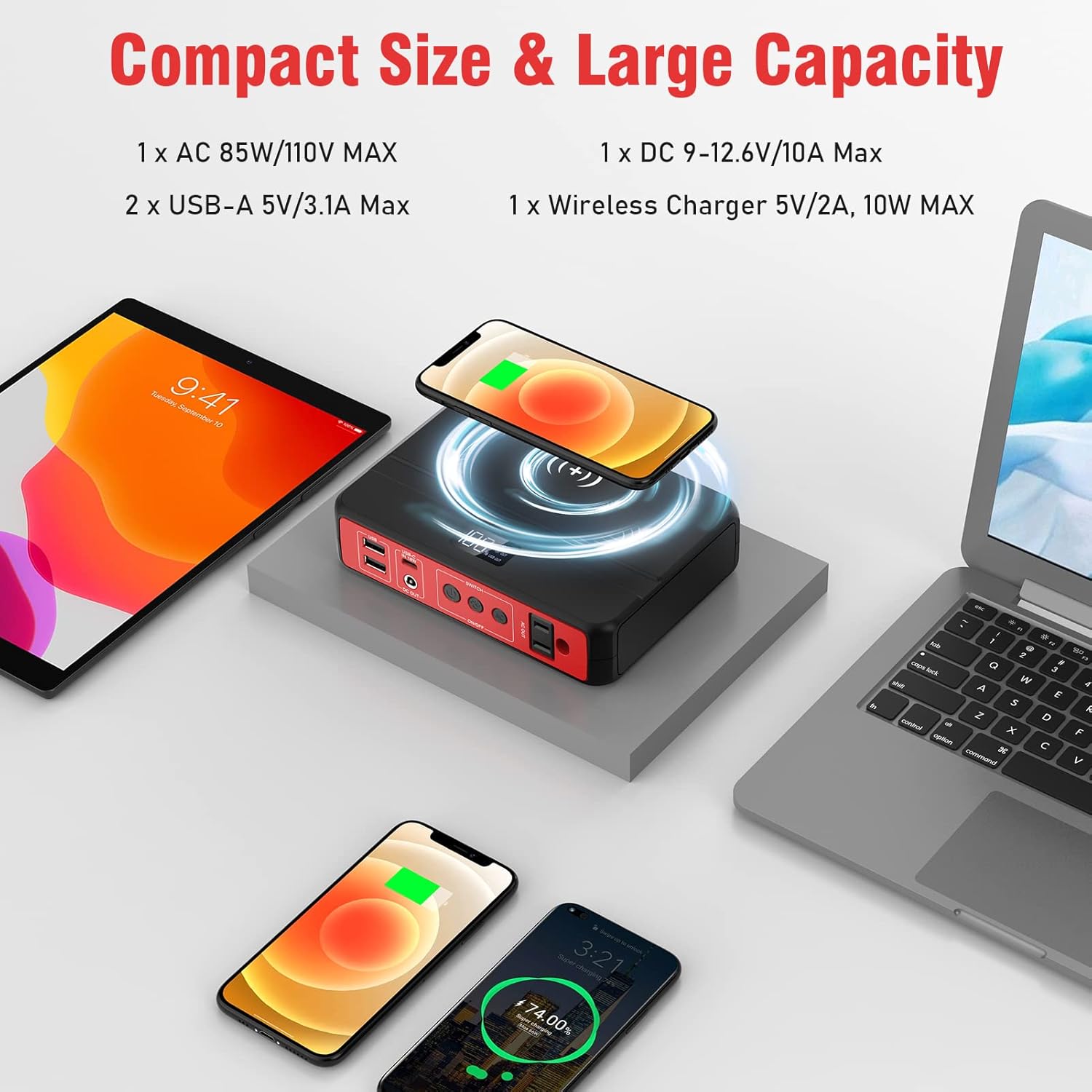 Portable Power Bank with AC Outlet, 83Wh/22500mAh 110V/85W Portable Laptop Charger Battery Bank, External Battery Pack Power Supply for Home Emergency Outage, Outdoor Camping RV Trip Adventure Portable Power Bank with AC Outlet, 83Wh/22500mAh 110V/85W Portable Laptop Charger Battery Bank, External Battery Pack Power Supply for Home Emergency Outage, Outdoor Camping RV Trip Adventure