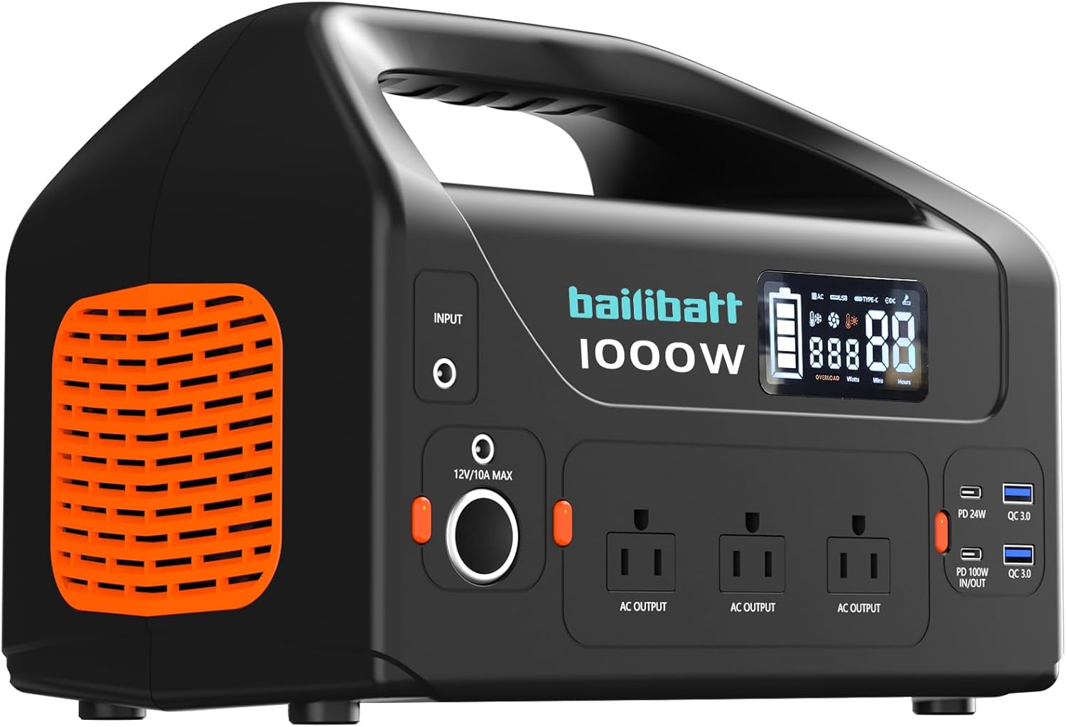 Portable Power Station 1000W,808Wh Portable Generator for Home Use, Quiet Generator for Camping Travel Emergency CPAP Survival Backup Outdoor Apartment,100W PD  110V Pure Sine Wave AC Outlet