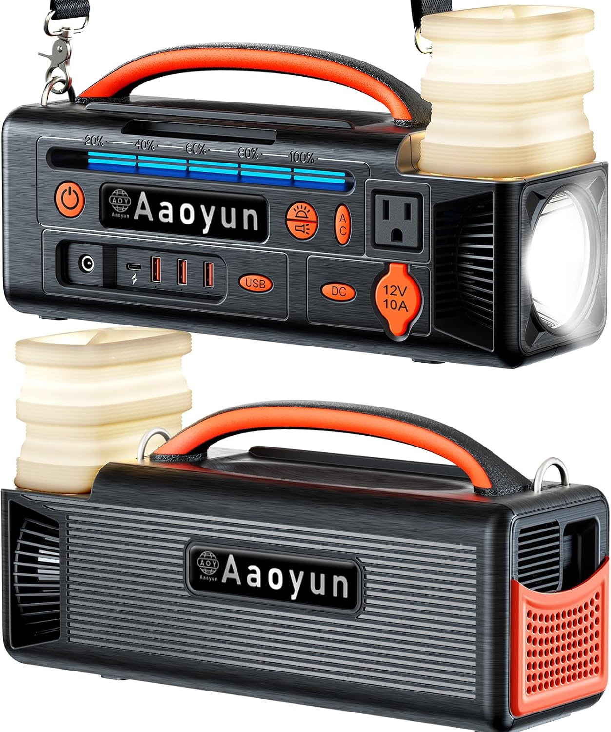 Portable Power Station 300W, 296Wh Solar Generator with 100W USB-C In/Output, Night Light  LED Flashlight, Compact Camping Battery with Strap for Outdoor CPAP Home Backup Emergency