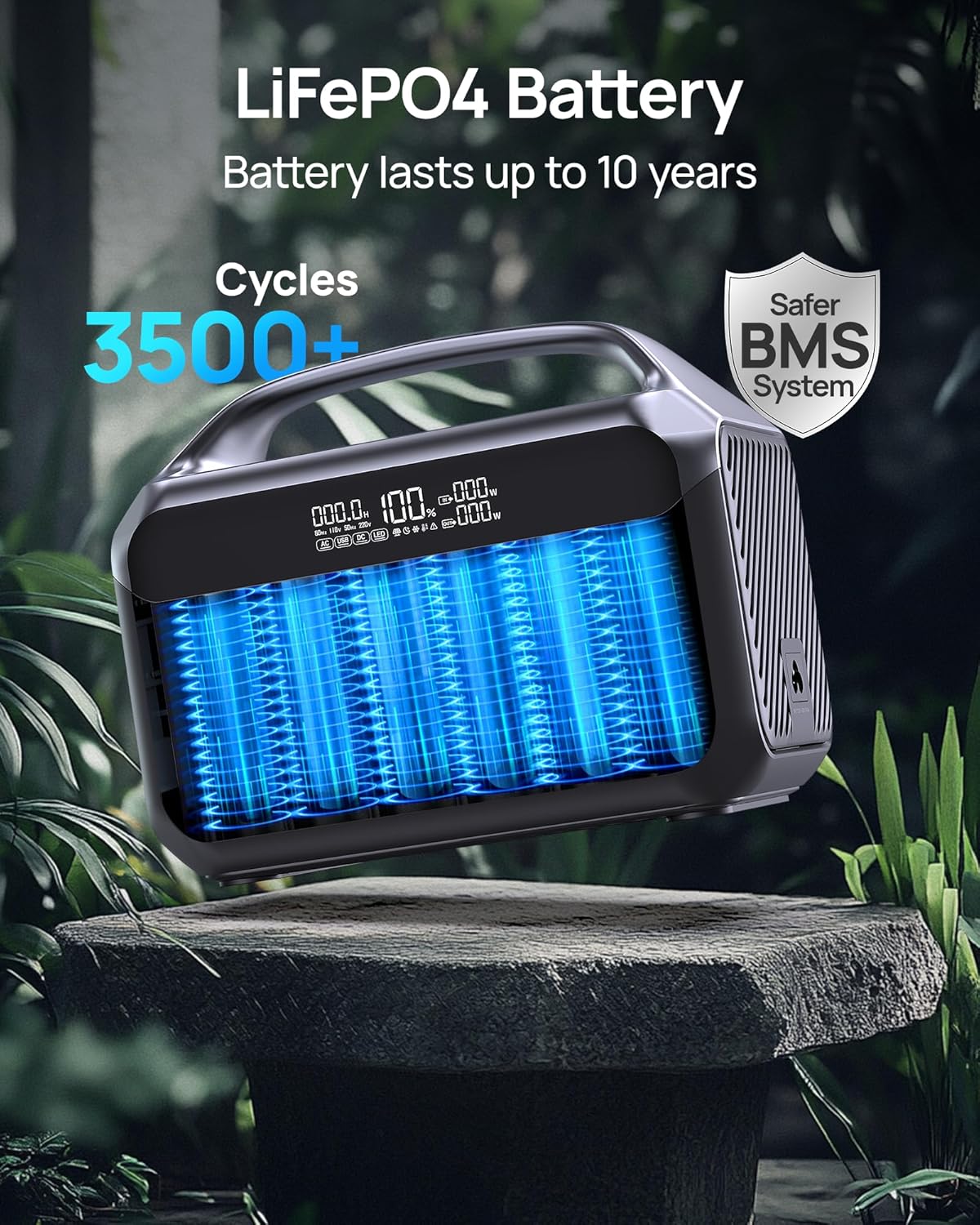 Portable Power Station 300W (600W Surge), 192Wh (60,000mAh) Solar Generator, LiFeP04 Battery with AC  DC Outlets, Power Bank Station for Outdoor Camping, RVs, Traveling, Home  Emergency