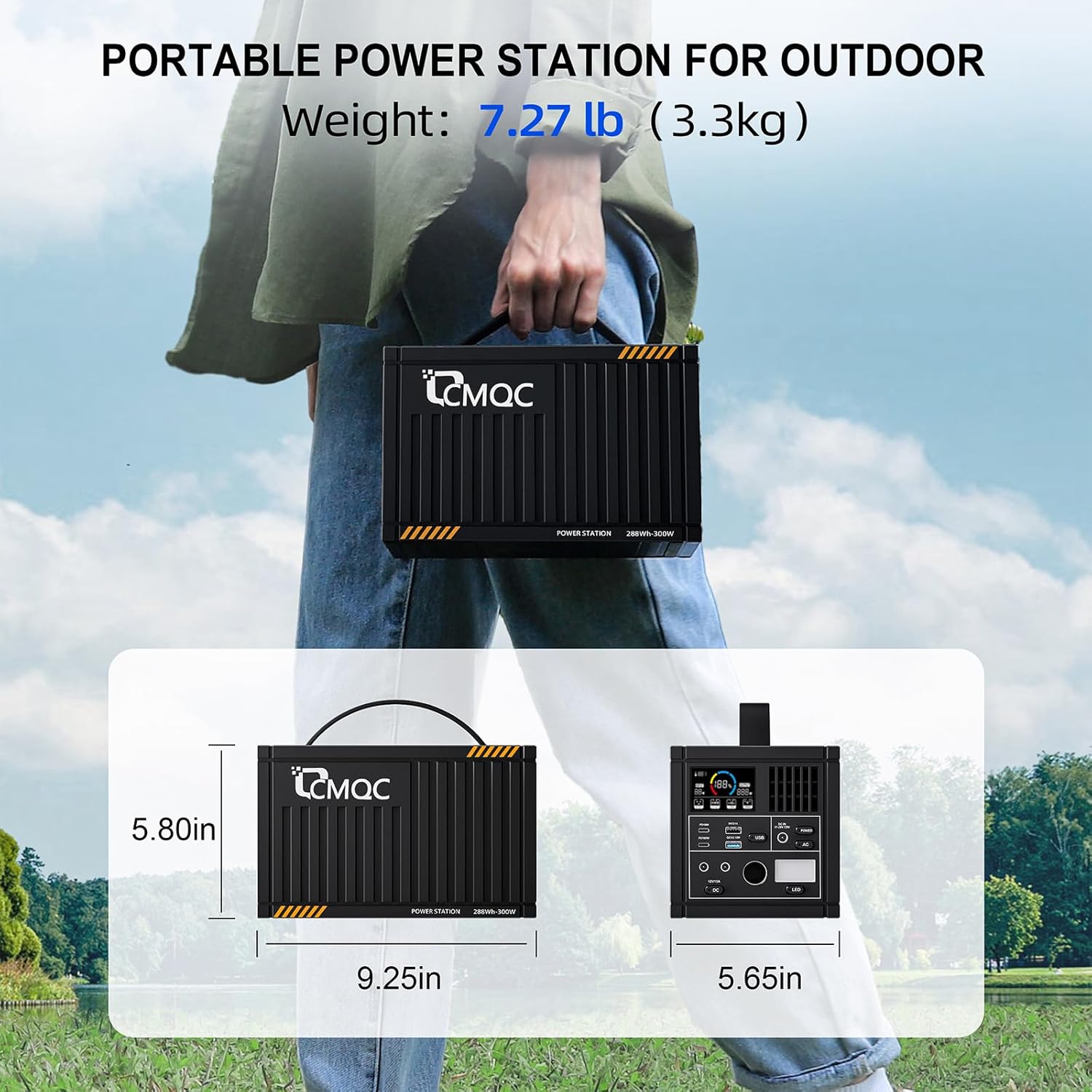 Portable Power Station 300W,110V Pure Sine Wave Power Bank with 2 AC Outlets,LED Flashlight,288Wh LiFePO4 Battery Solar Generator for Outdoor Camping Home Use,Emergency Outage,Travel,RV Trip