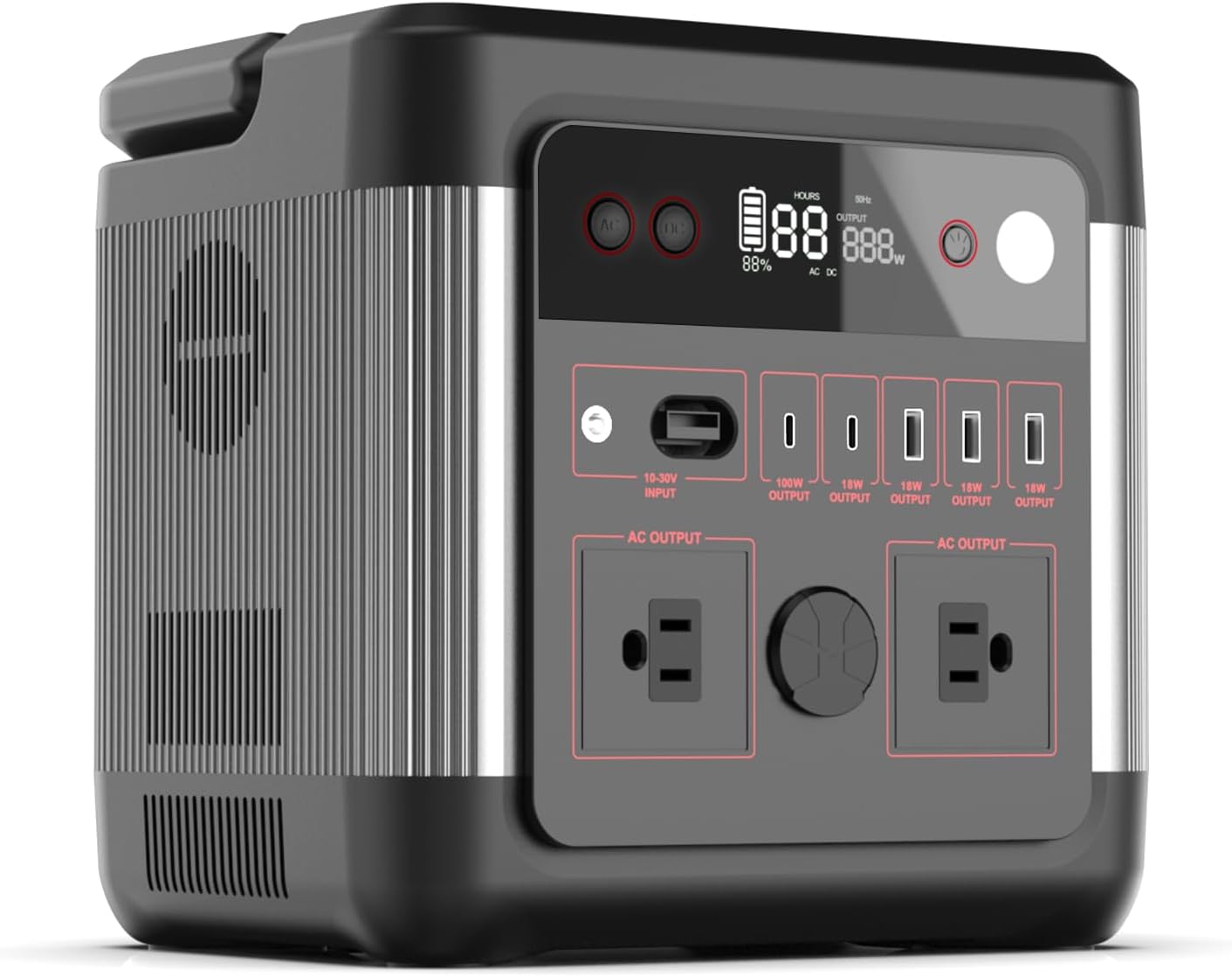 Portable Power Station, 556.8Wh Solar Generator w/ LifePO4 Battery, 1.5H Fast Charging, 1000W AC Outlets, PD 100W Type-C, LED Light, Backup Power Supply for Home Emergency, Outdoors Camping
