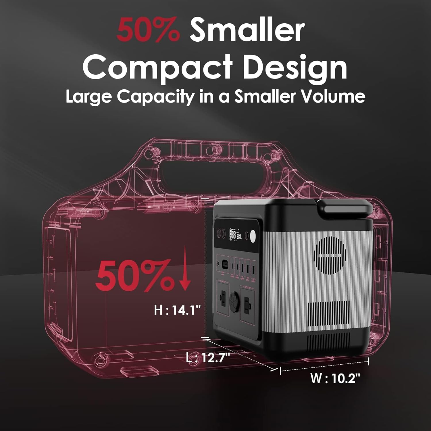 Portable Power Station, 556.8Wh Solar Generator w/ LifePO4 Battery, 1.5H Fast Charging, 1000W AC Outlets, PD 100W Type-C, LED Light, Backup Power Supply for Home Emergency, Outdoors Camping