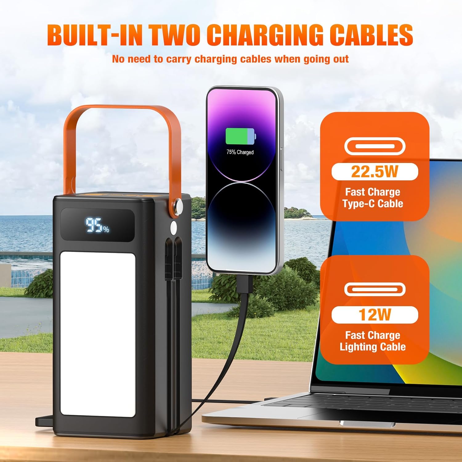 Portable Power Station, 600W (1200W Peak) 299Wh LiFePO4 Solar Generator Pure Sine Wave 110V AC Car Outlets PD 60W QC3.0 Backup Power Supply Bank for Camping, Blackout, CPAP