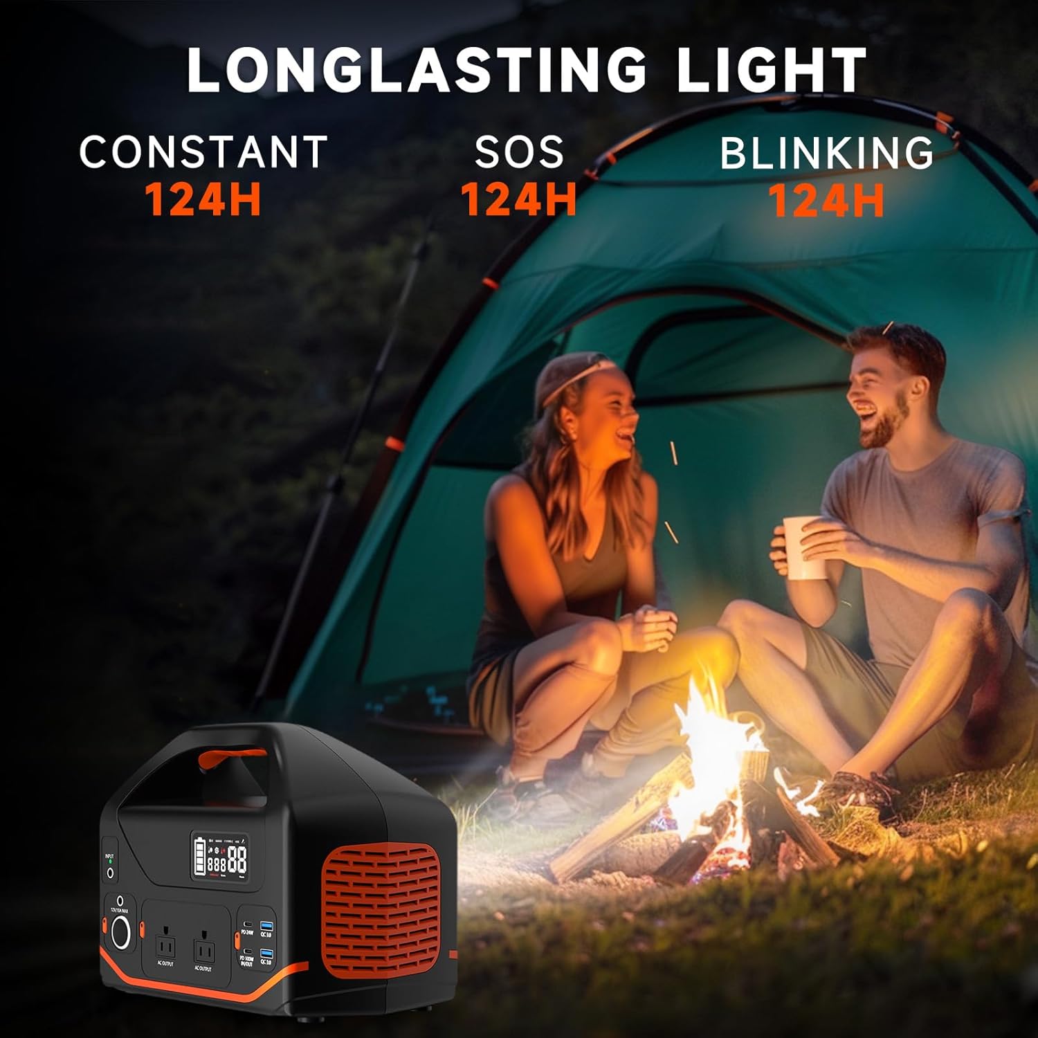 Portable Power Station 600W,293Wh Portable Generator for Home Use, Quiet Generator for Camping Travel Emergency CPAP Survival Backup Outdoor Apartment,100W PD  110V Pure Sine Wave AC Outlet