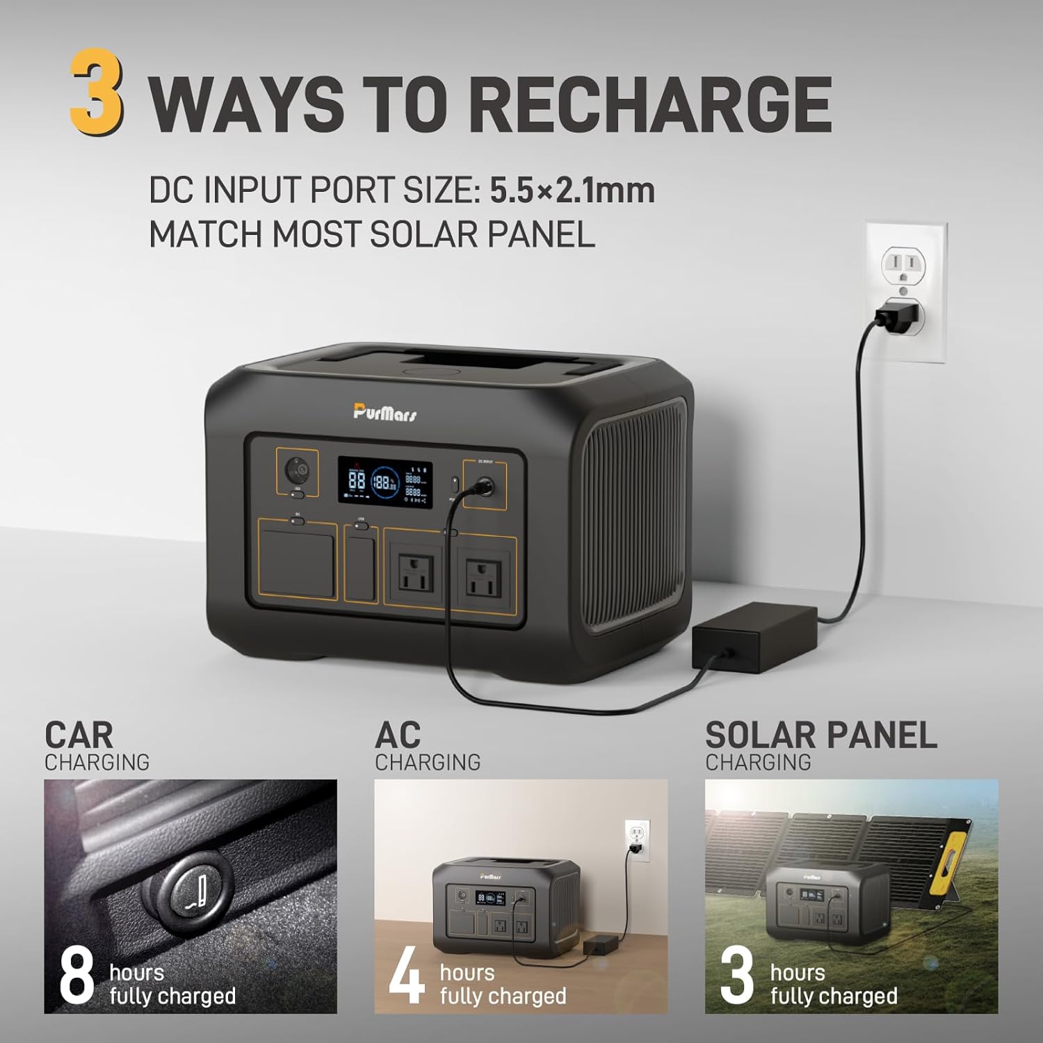 Portable Power Station 600W,538Wh Solar Powered Generator with LiFePO4 Battery,Peak 1200W,USB PD 100W Power Supply input/output,Solar Power Bank with 2 AC Outlets