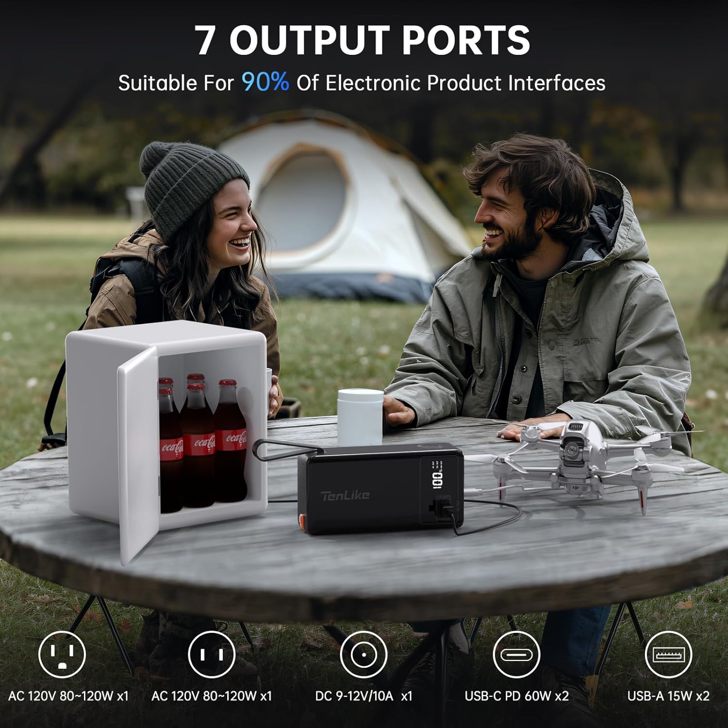 Portable Power Station 99.9Wh Power Bank for Camping Essentials Small Electric Generator Large Lithium Battery with 110V 80W Rated 120W Peak AC Plug in Output 60W Type-C Home Backup Outdoor Emergency