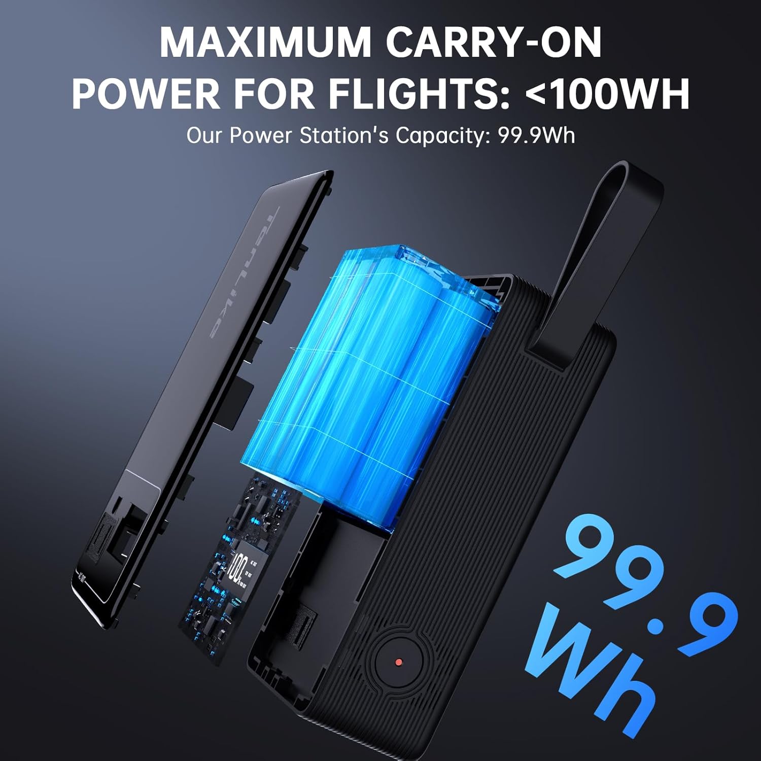 Portable Power Station 99.9Wh Power Bank for Camping Essentials Small Electric Generator Large Lithium Battery with 110V 80W Rated 120W Peak AC Plug in Output 60W Type-C Home Backup Outdoor Emergency
