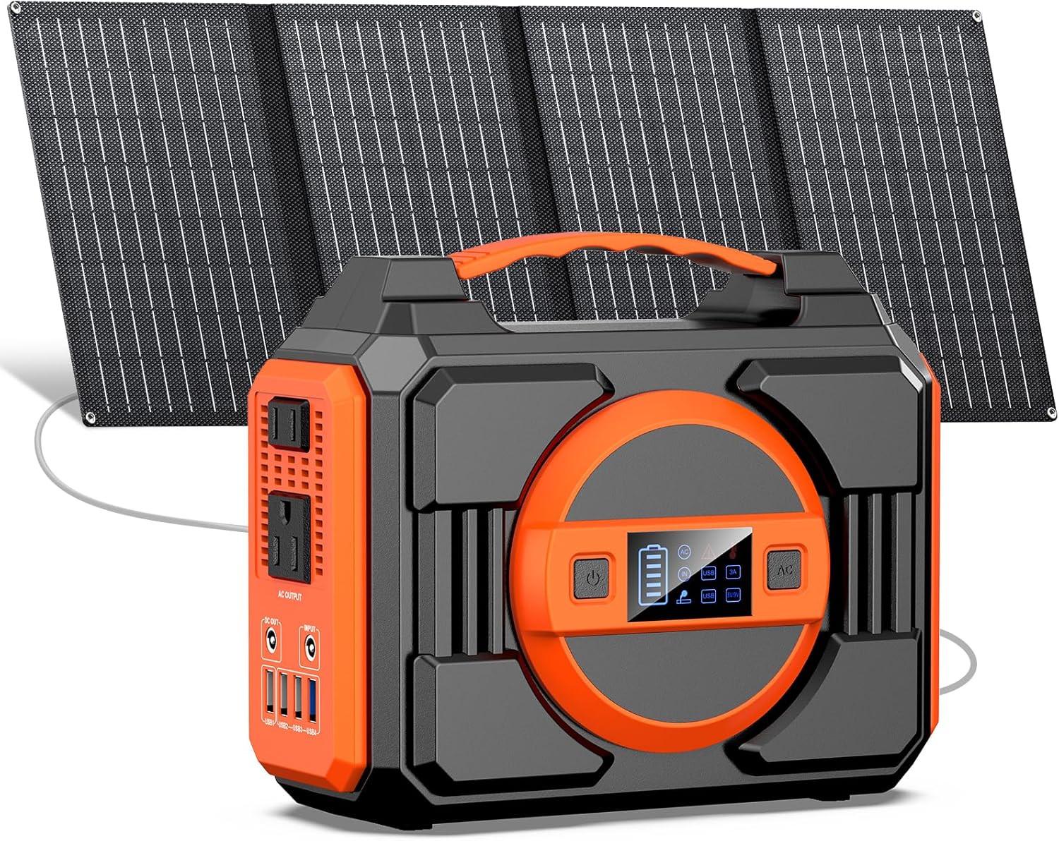 Portable Power Station Bank 300W Rated(600W Peak),220Wh Solar Powered Power Bank with 2 AC Outlet 110V Pure Sine Wave, 60000mAh Power Bank Lithium Battery Pack for Home Outdoor Camping Emergency