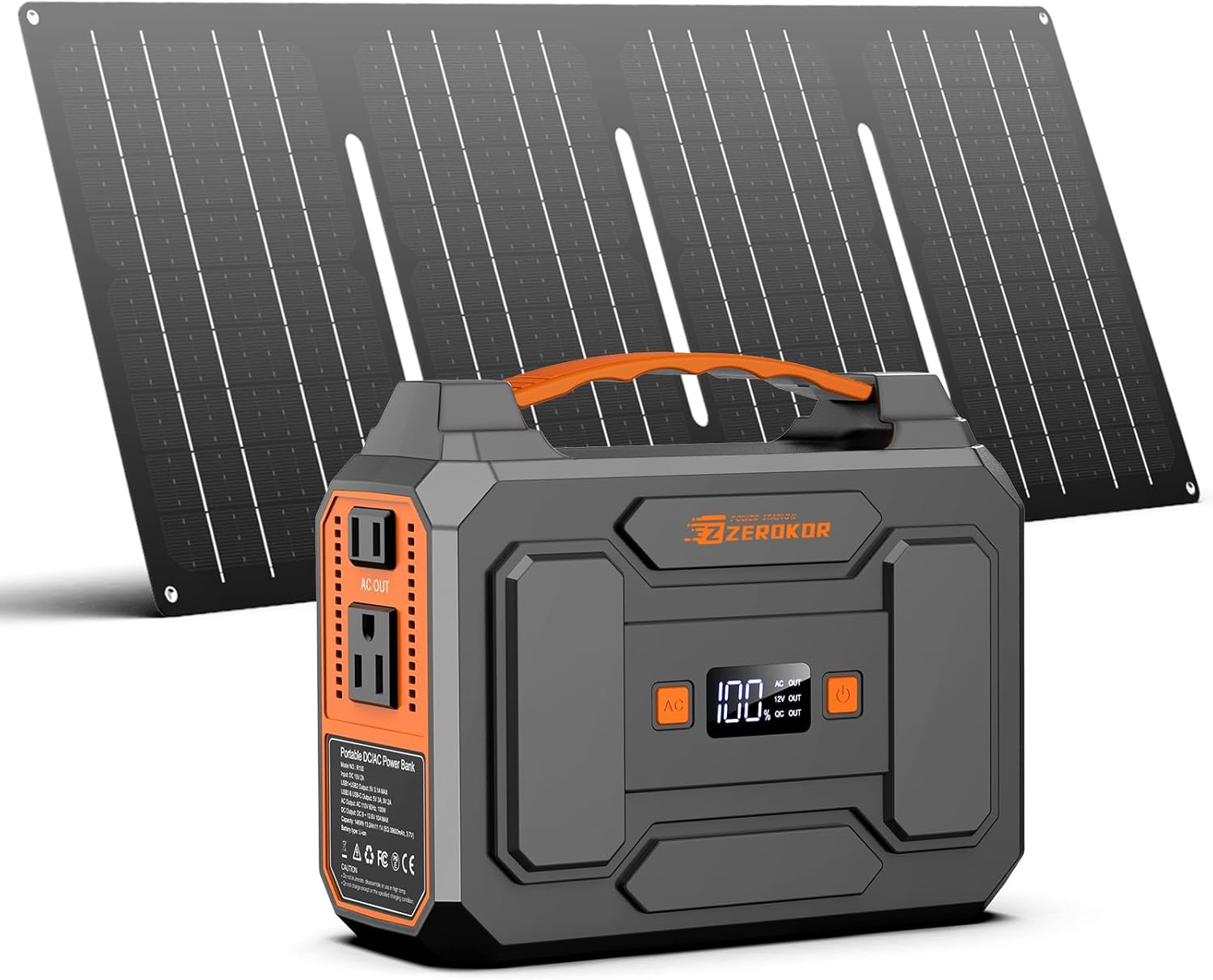Portable Power Station with Foldable 40W Solar Panel, 100W Solar Powered Generator with Panels,110V AC Outlet Camping Solar Power Bank 146Wh Lithium Battery Pack for Home RV Outdoor Power Outage